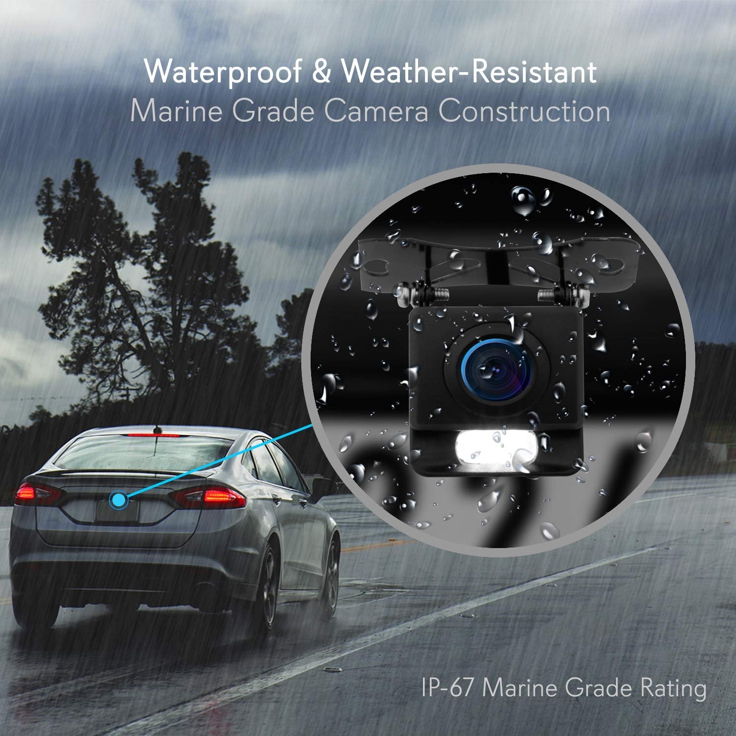 Pyle Rearview Back-Up Camera - Parking Reverse Cam with Distance Scale Line Display, Night Vision, Waterproof, PLCM11