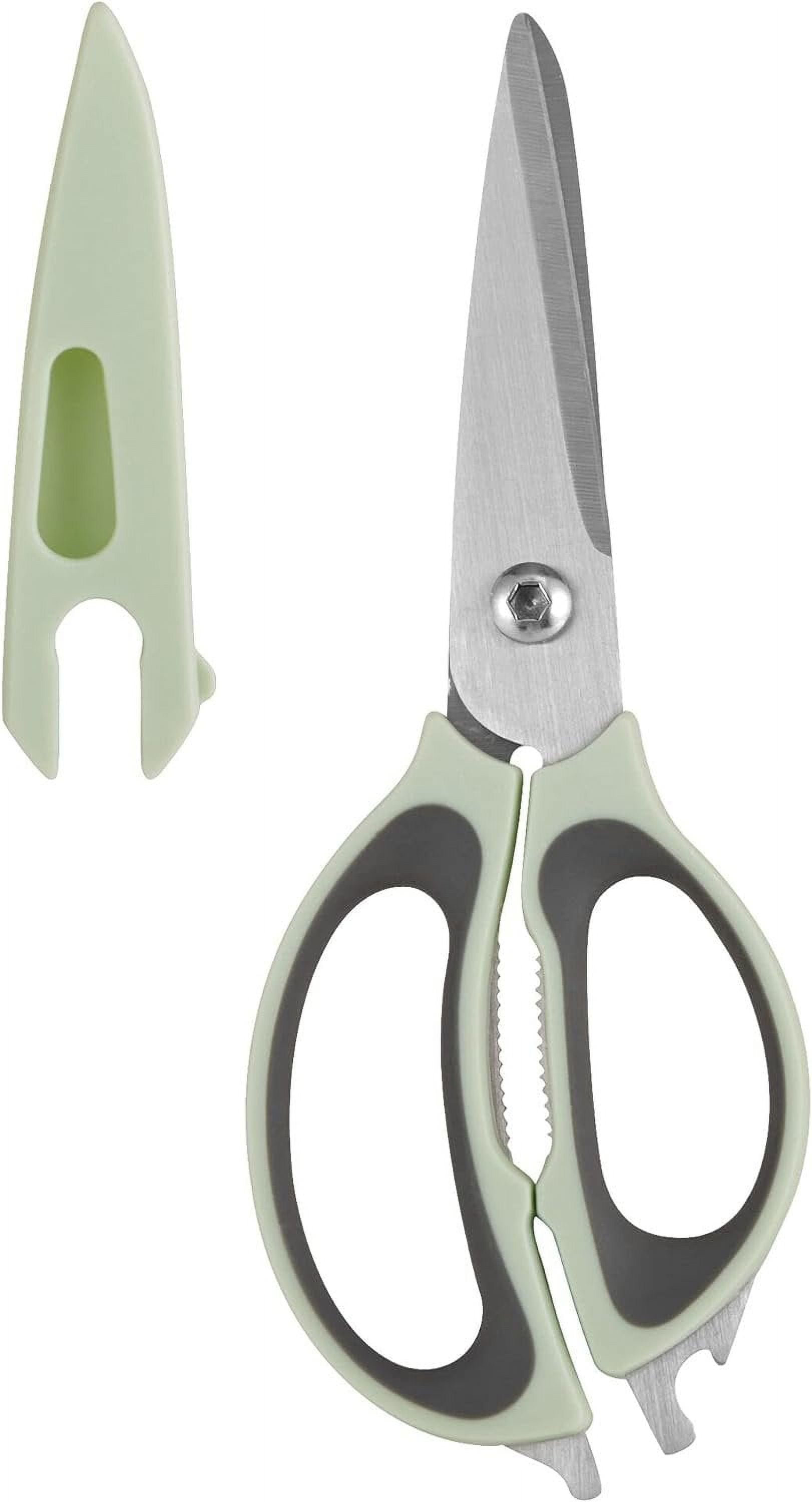 Copco 4-in-1 Ultimate Soft Grip Stainless Steel Kitchen Shears with Blade Cover, 10.83-Inch, Pistachio and Gray