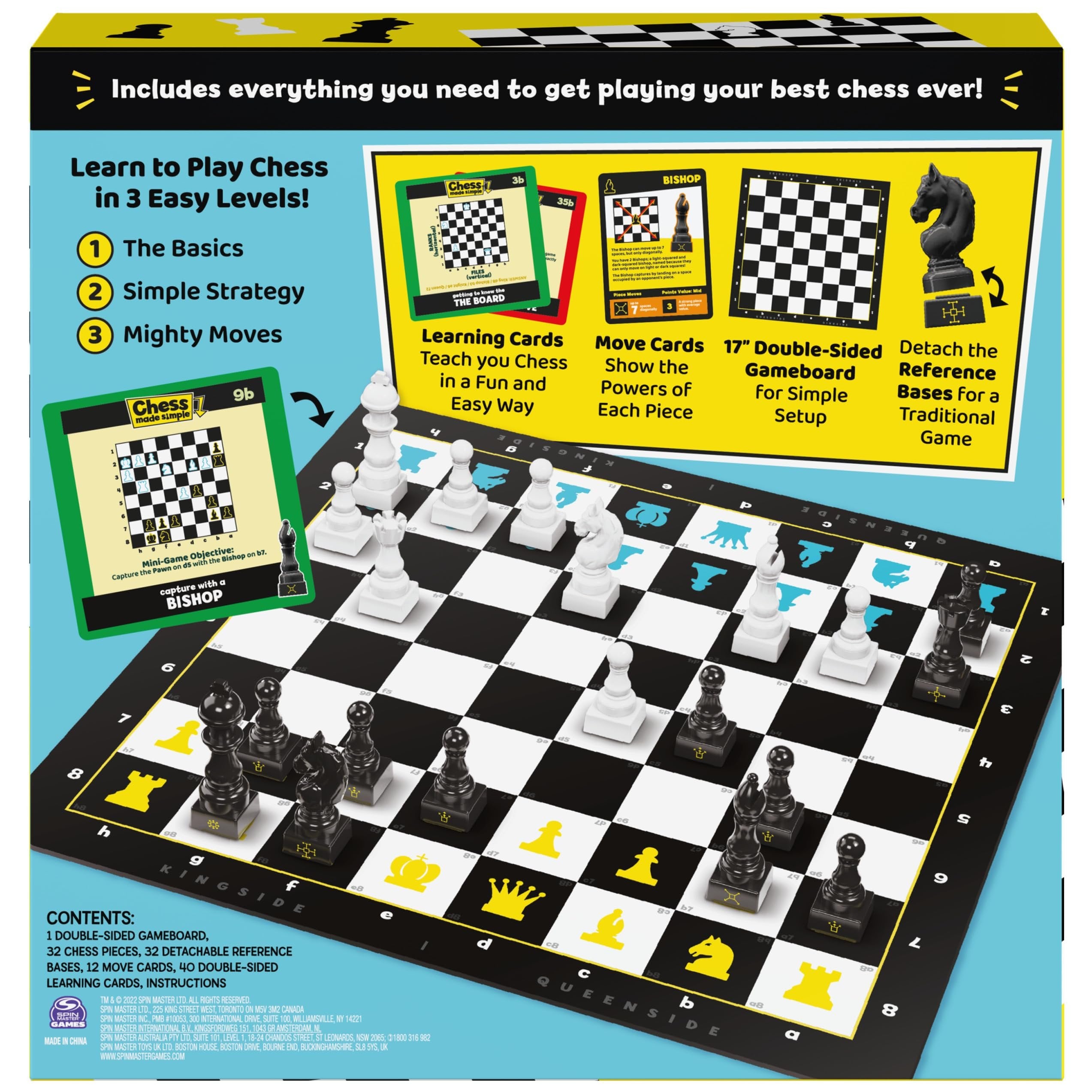 Spin Master Games, Chess Made Simple, Learn to Play Strategy Board Games for Beginners, Chess, 2 Players, for Kids Ages 8 & Up