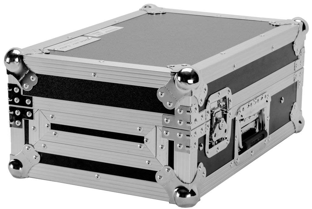 DEEJAY LED TBH10MIXLTSuperior Fly Drive Case For Pioneer Djm400 Pro Mixer Or Similarly Sized Equipment With Laptop Shelf And Wheels 1 Chrome Plated With Sturdy Spring Loaded Retractable Carry Handles