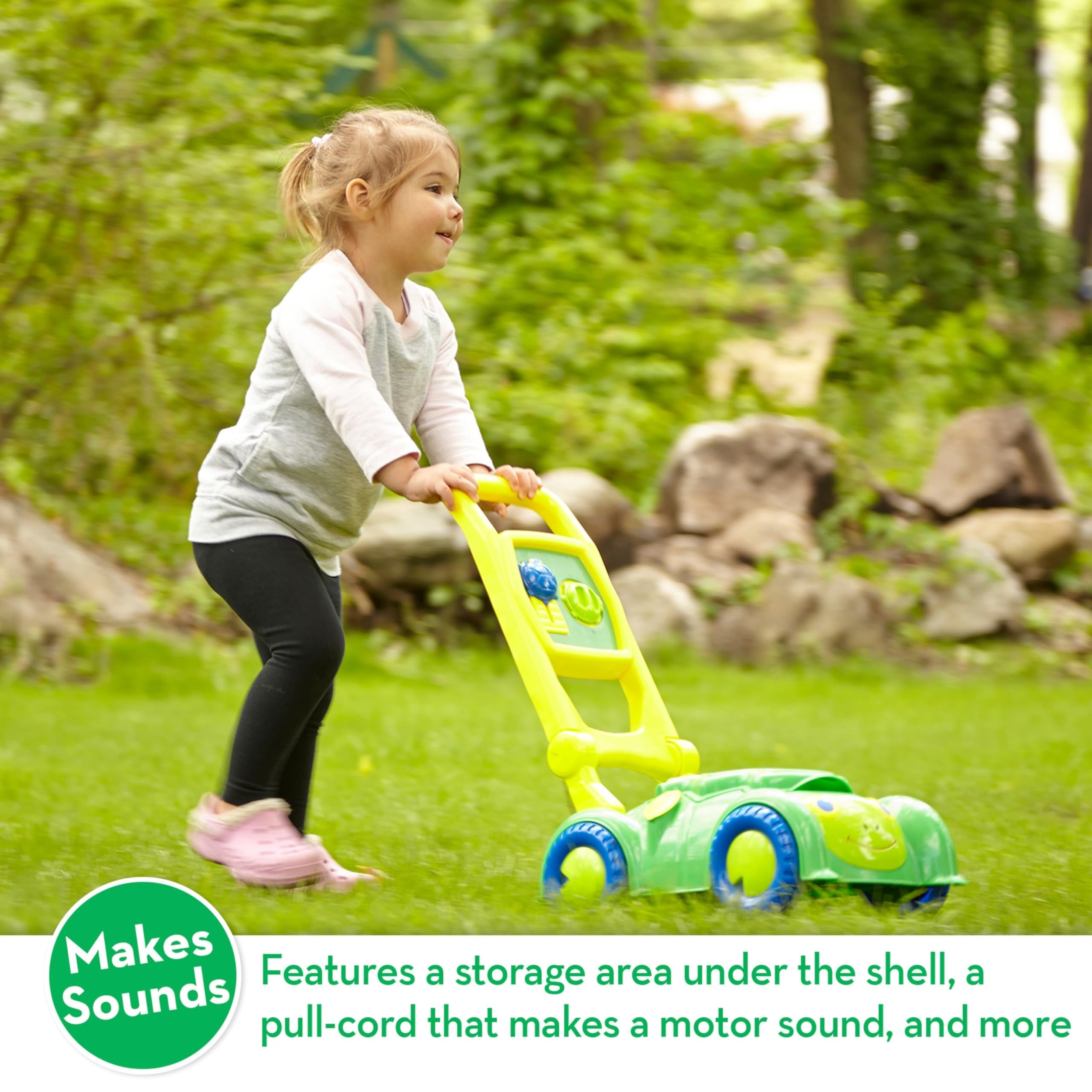 Melissa & Doug Sunny Patch Snappy Turtle Lawn Mower - Pretend Play Toy for Kids