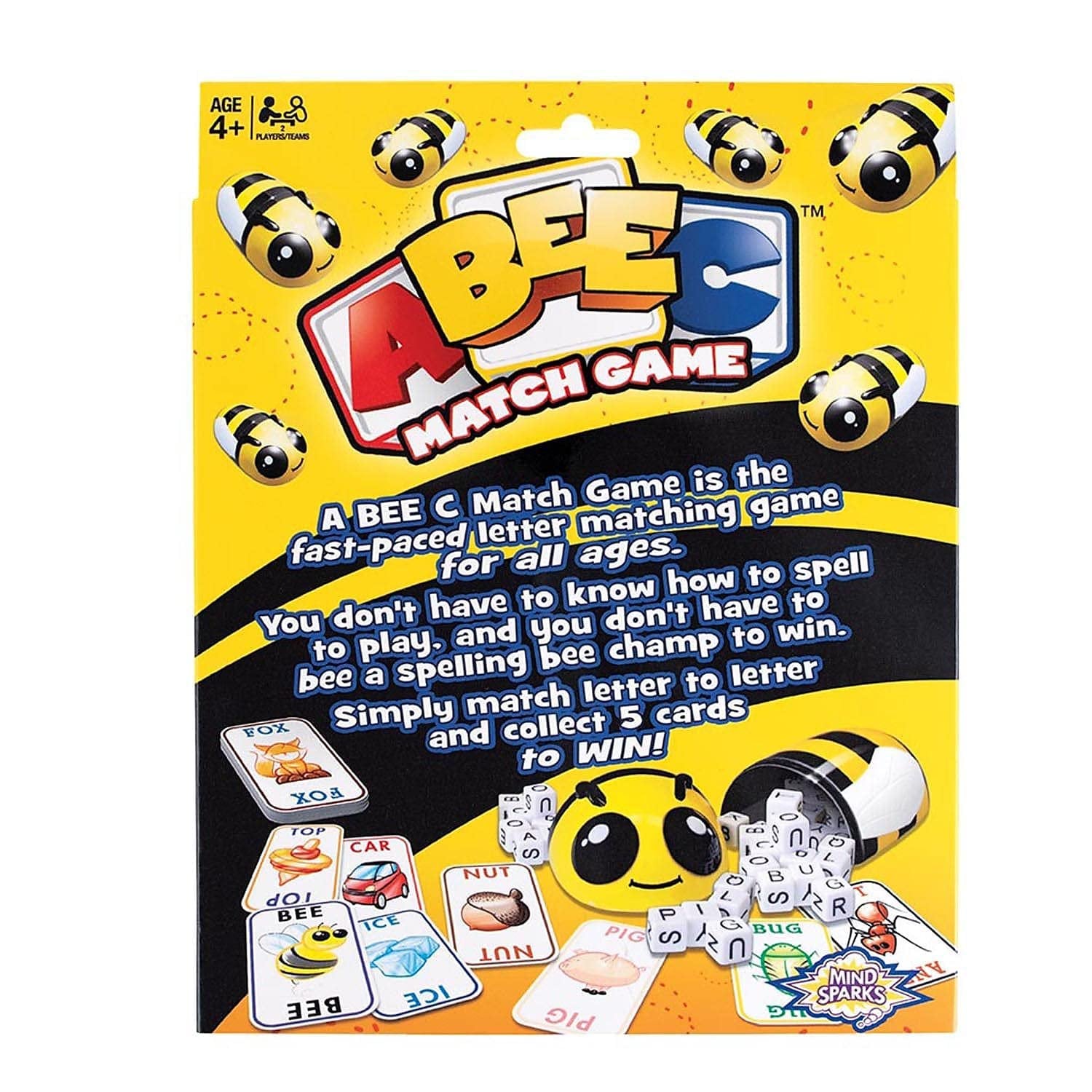 Mind Sparks ABeeC Match Game, Assorted Components, 5" L x 3" W x 1.75" H, 33 Pieces