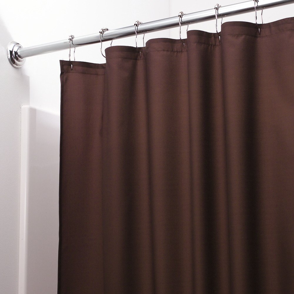 iDesign Fabric Shower Curtain, Stall-Sized Water-Repellent and Mold- and Mildew-Resistant Liner for Master, Guest, Kid's, College Dorm Bathroom, 72" x 96 ", Brown