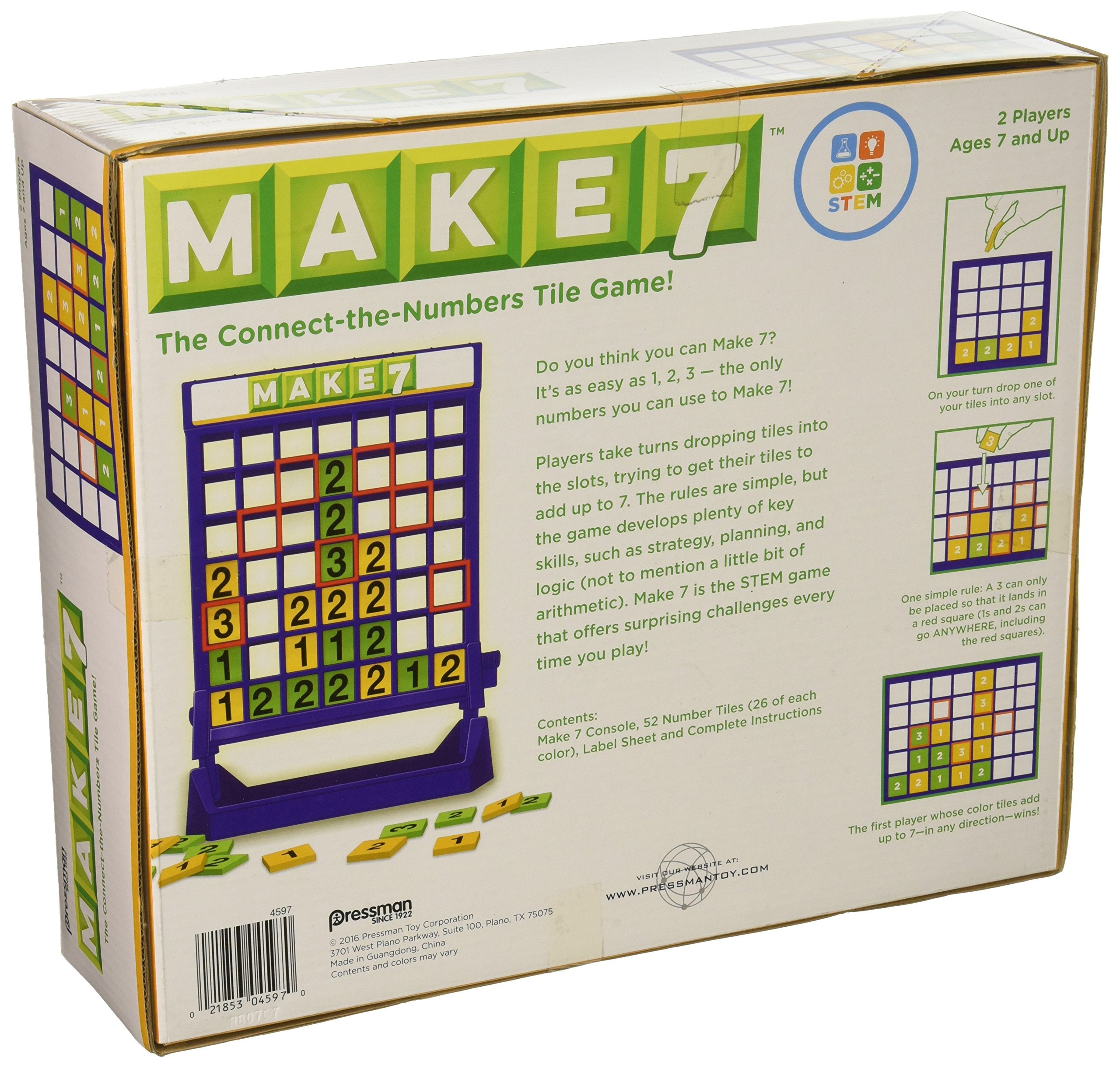 Make 7 - The Connect-The-Numbers Tile Game by Pressman Multi Color, 5"