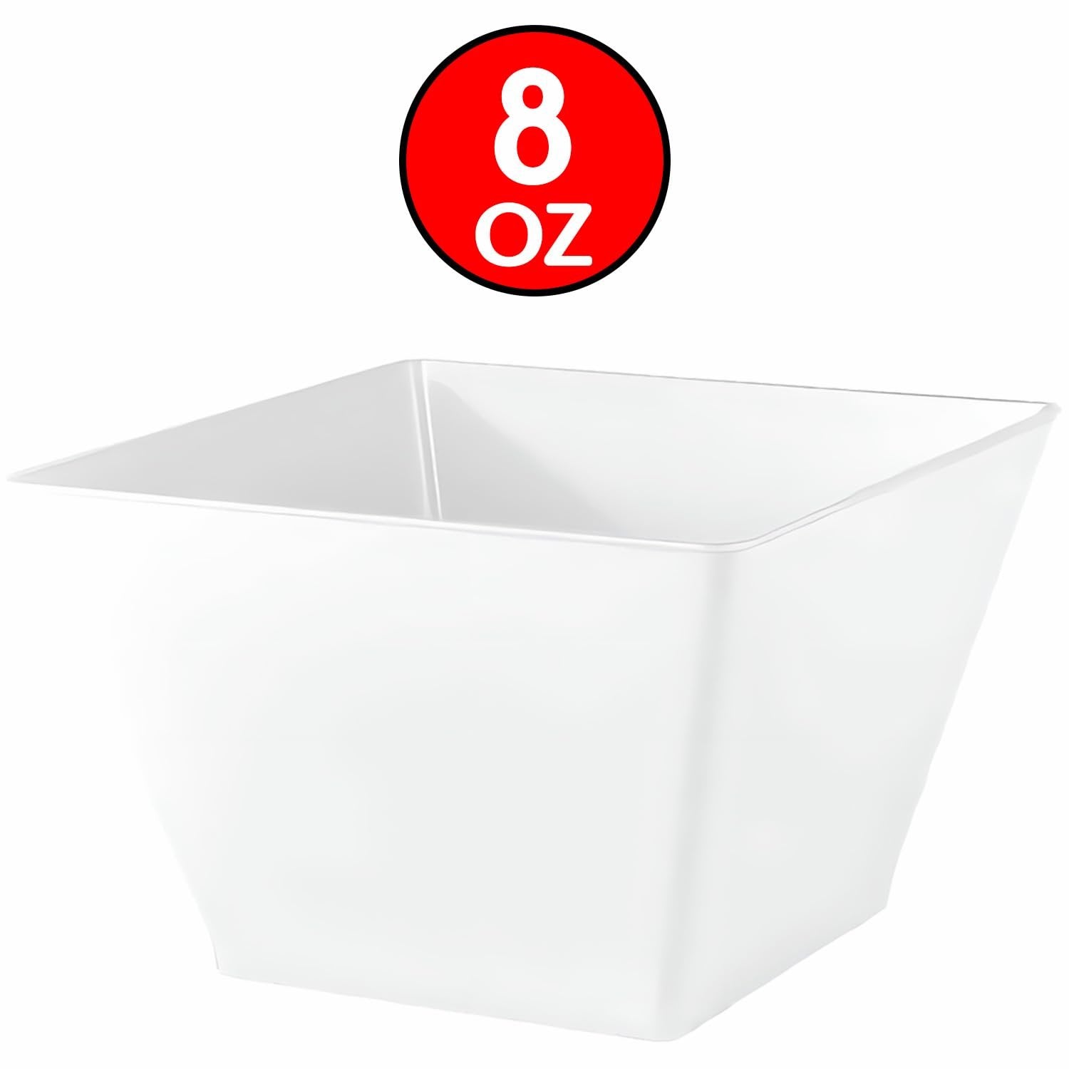 Lillian Tablesettings Plastic 8 oz Rectangles Servingware | Pack of 20 Party Bowls, 3.5 x 3.5 x 1.75 inches, Pearl/White