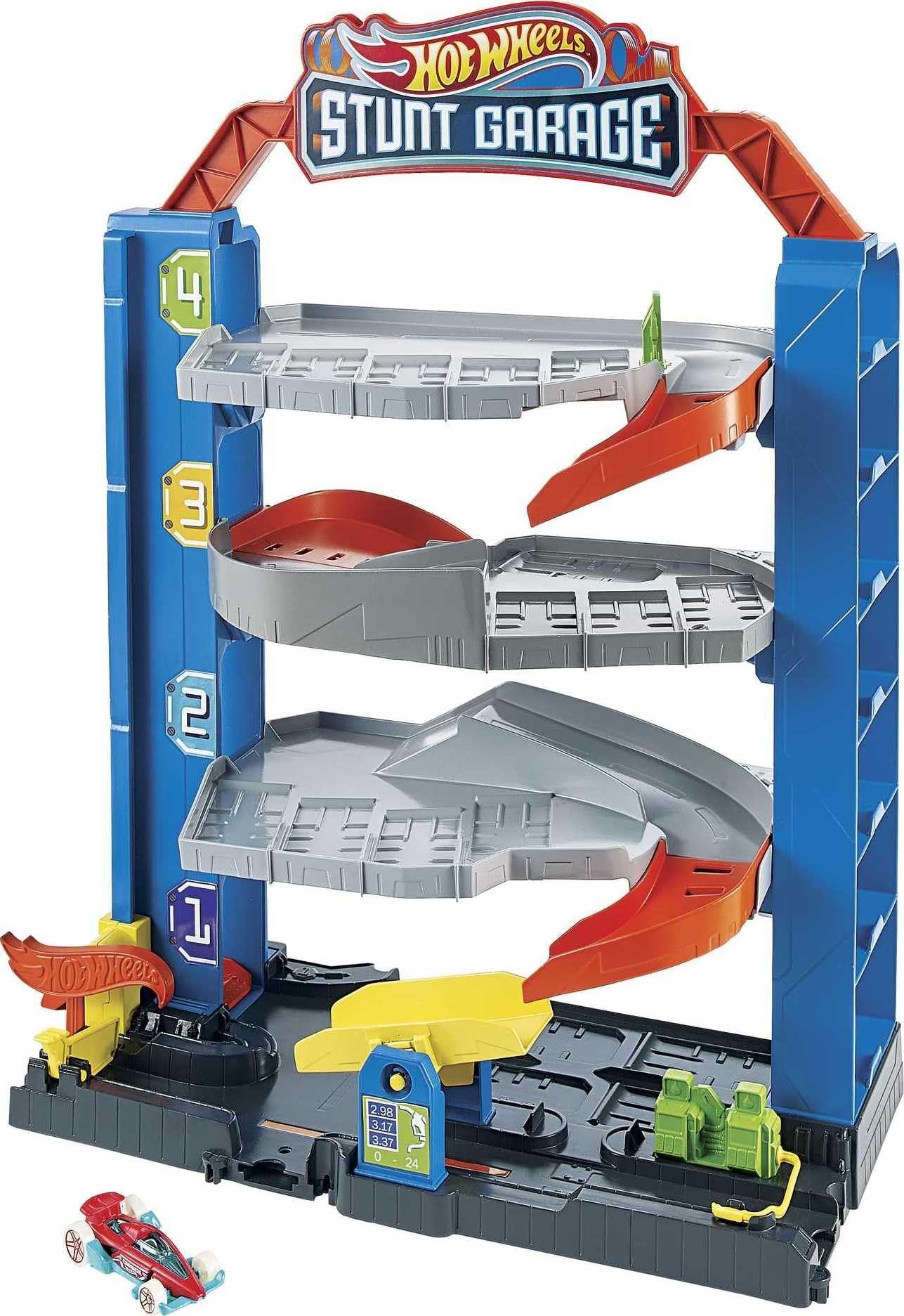 Hot Wheels City Stunt Garage Play Set Gift Idea for Ages 3 to 8 Years Elevator to Upper Levels Connects to Other Sets