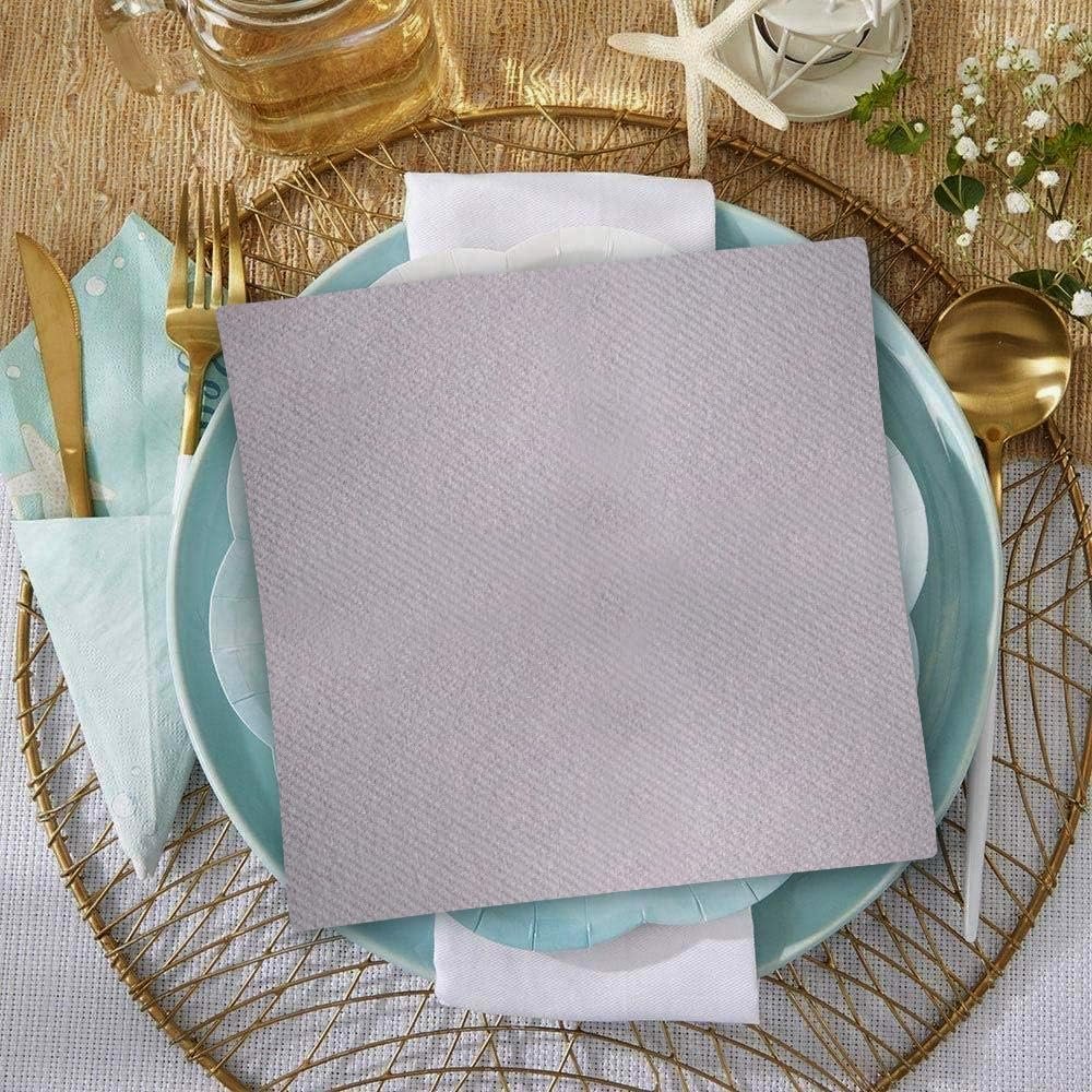 Premium Silver Quilted Cloth-Like Dinner Napkin - 1/4 Fold (Pack of 30) Absorbent Paper Napkin - Perfect for Any Occasion