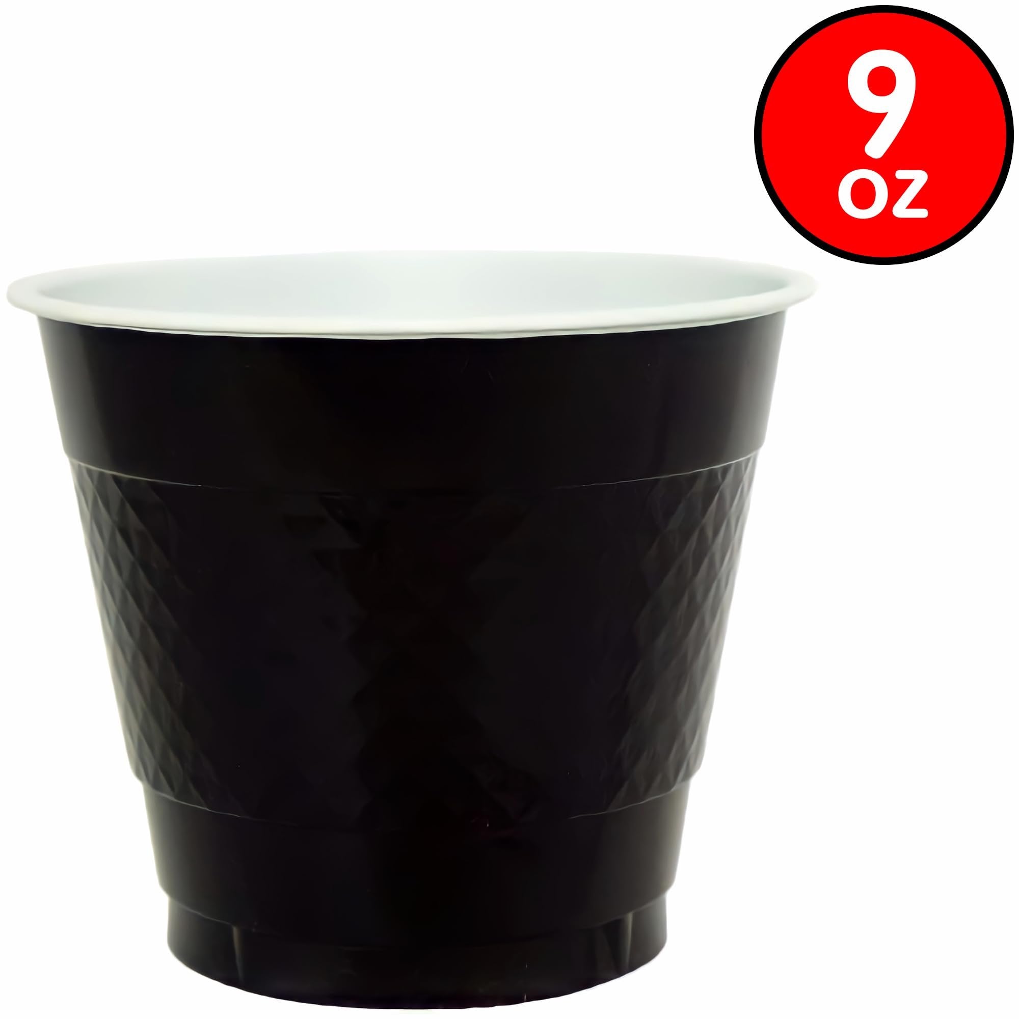DOCLOGE Plastic Cups-9oz | Black | Pack of 50 Cup, 50 Count (Pack of 1)