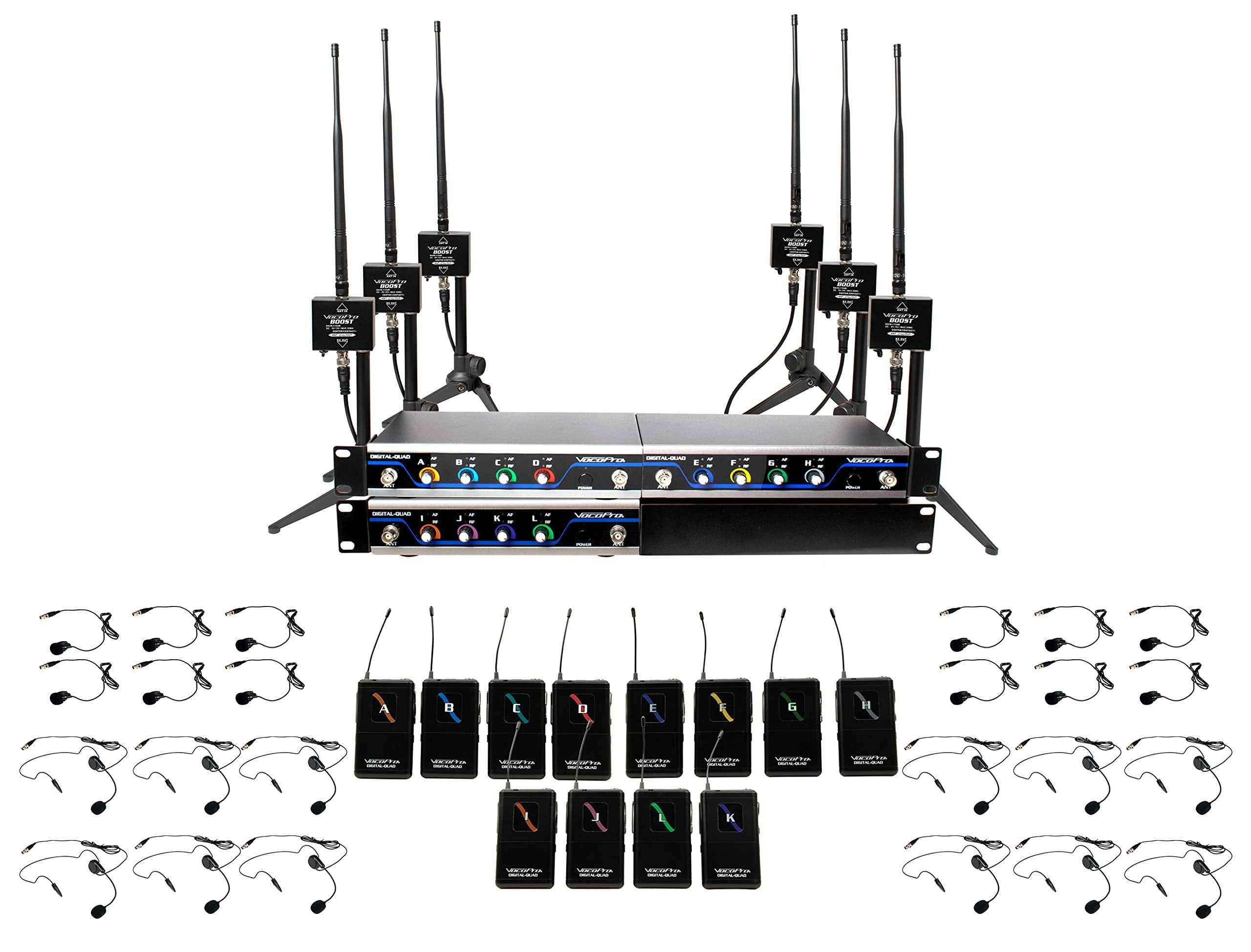 VocoPro Headset, BOOST-Conference-12 /600ft. Long-Range, Digital Wireless Microphone Package (BOOST-PLAY-12)