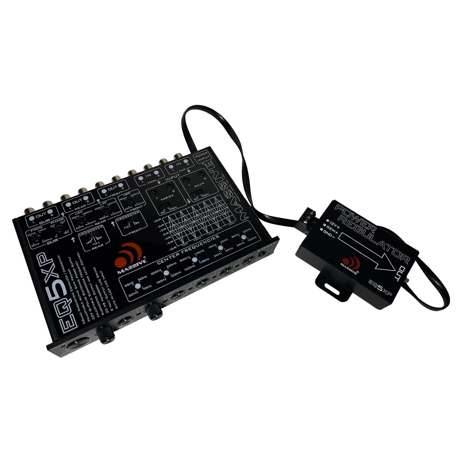 Massive Audio EQ5XP - 5 Band Car Audio Parametric Equalizer and Crossover with Active Front Stage, 6 Channel Output for Quick subwoofer Control and a bandpass Crossover for Your Rear Channels