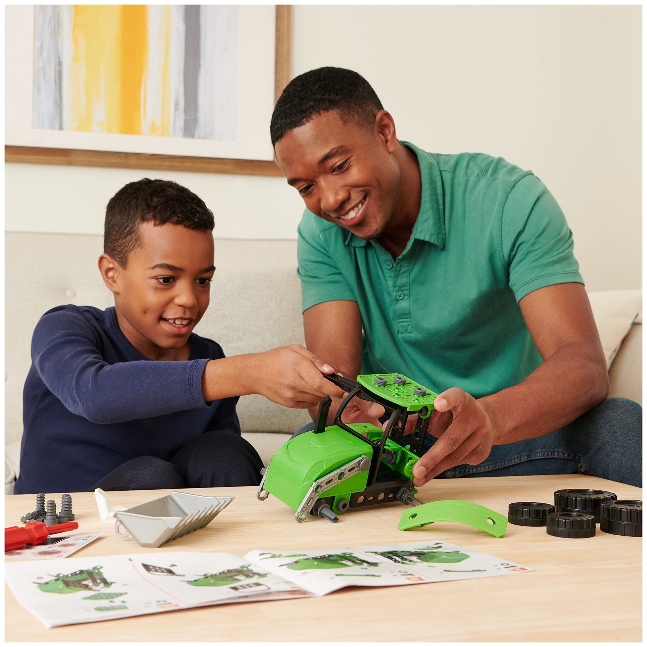 Meccano Junior, Front Loader Tractor with Moving Parts and Real Tools, Toy Model Building Kit, STEM Toys for Kids Ages 5 and up