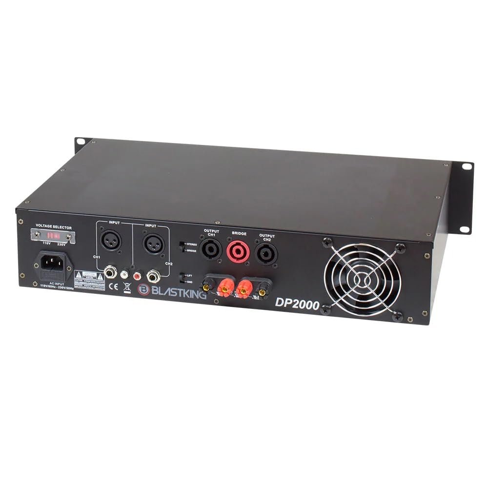 Blastking DP2000 Club Series Power Amplifier 250 Watt 2 Channel Reliable Versatile Pro Audio Equipment Self Protection Mode Against Overload