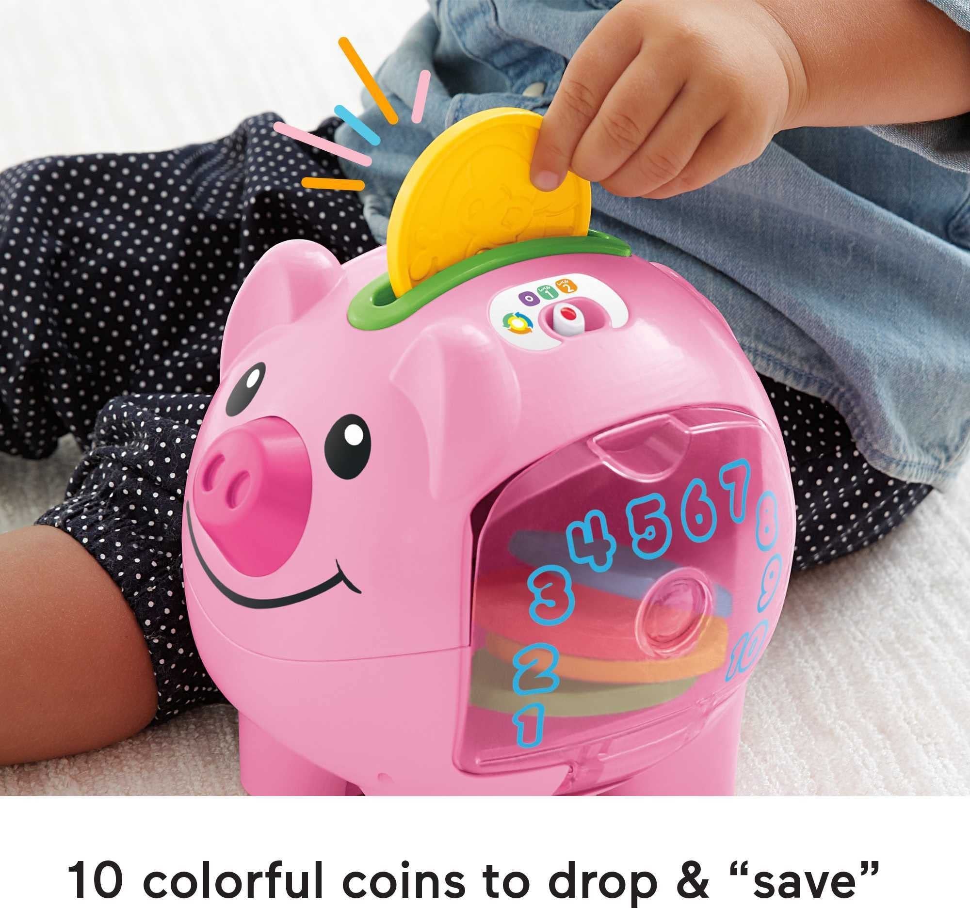 Fisher-Price Baby & Toddler Toy Laugh & Learn Smart Stages Piggy Bank with Learning Songs & Phrases for Infants Ages 6+ Months