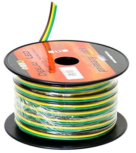 High Performance 100-foot 3-conductor 18 Gauge Primary Stranded Cable Ideal For Accessory Hookups Three Conductors; Yellow,Brown And Green Making It Easier To Route DEEJAY LED TBH183B100