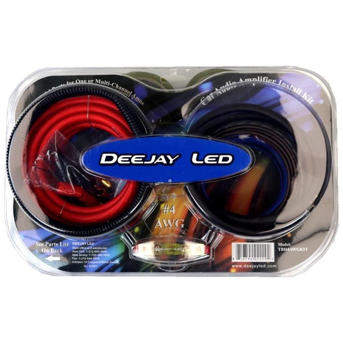 Deejay LED Auto Amplifier Installation Kit with #4-AWG CCA Main Power Cables for Car or Truck