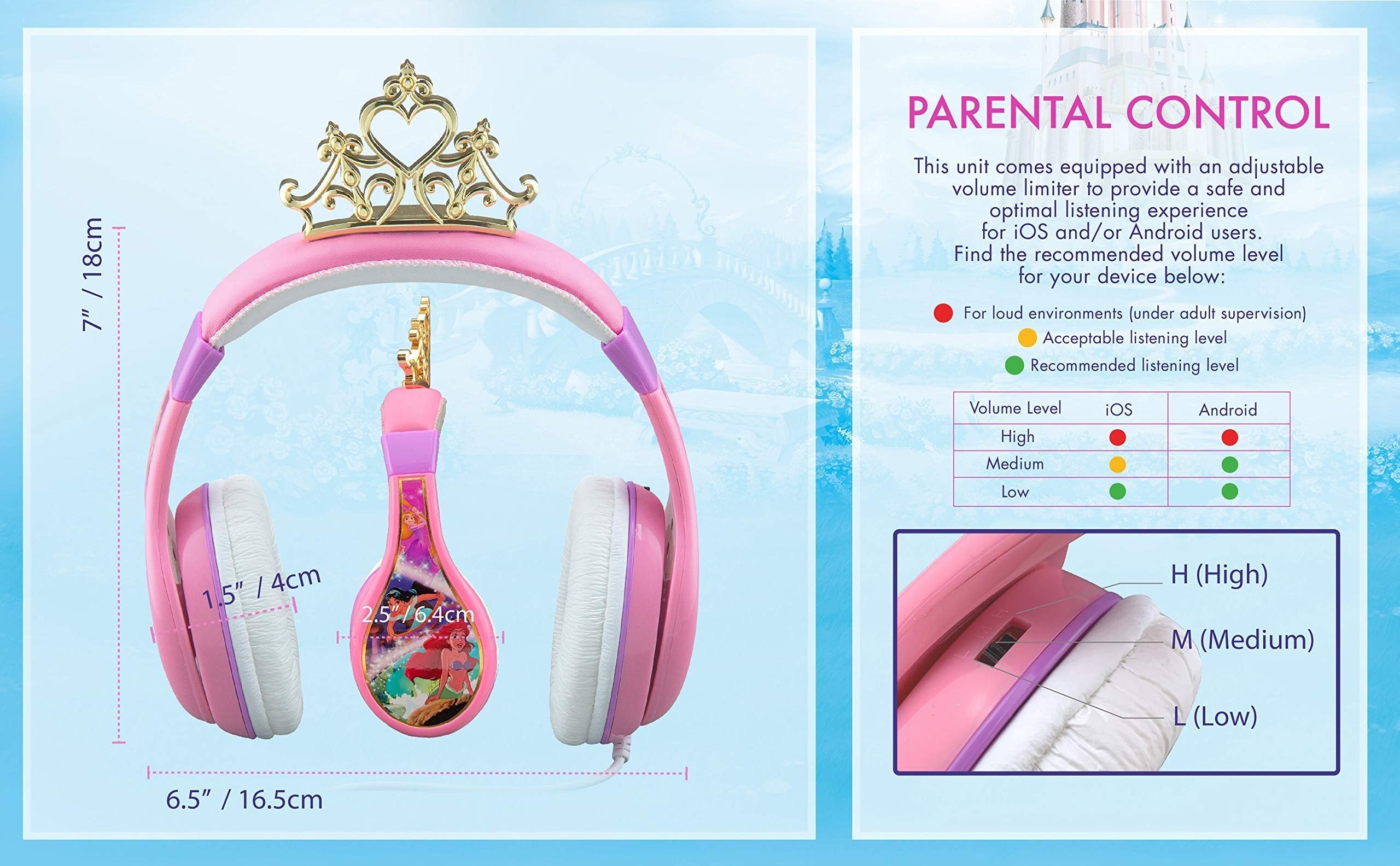Kids Headphones for Kids Disney Aladdin Adjustable Stereo Tangle-Free 3.5mm Jack