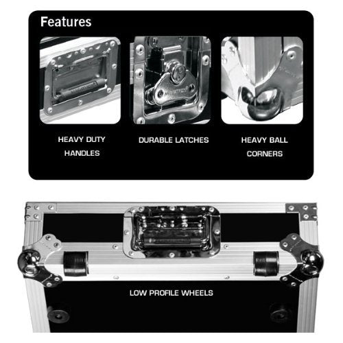 Marathon Flight Road Case MA-DJ12WLT-Standard Holds 2 Turntables In Standard Position 12-Inch Mixer with Low Profile Wheels and Laptop Shelf