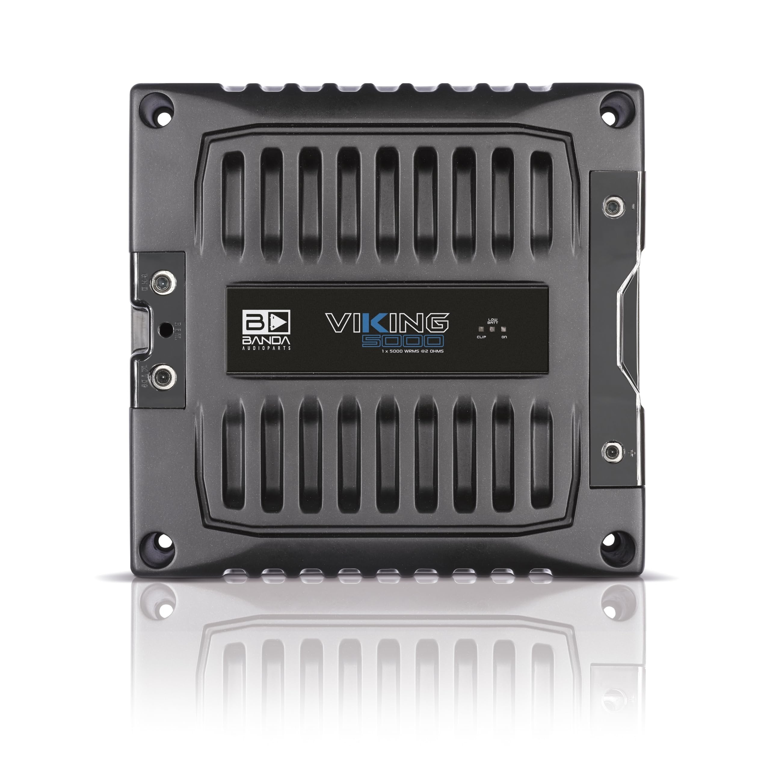BANDA Audioparts VIKING5000.2 Car Audio Mono Amplifier 2-Ohm 1-Channel 5000 Watts Max with Bass Boost Highpass Filter and Low Pass Filter