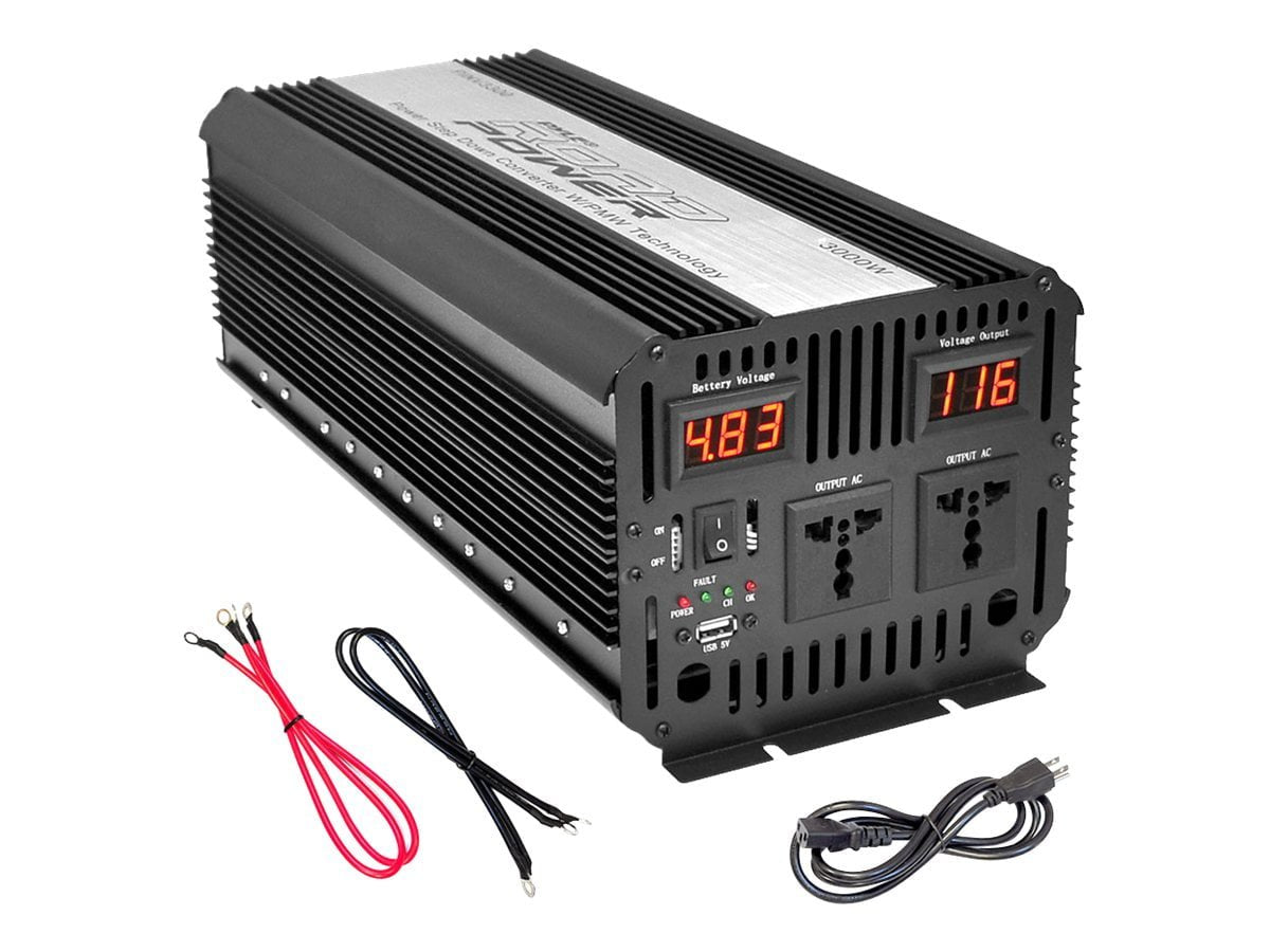 Pyle PINV3300 Plug In Car 3000 Watt 12V DC to 115 Volt AC Power Inverter with USB Outlet