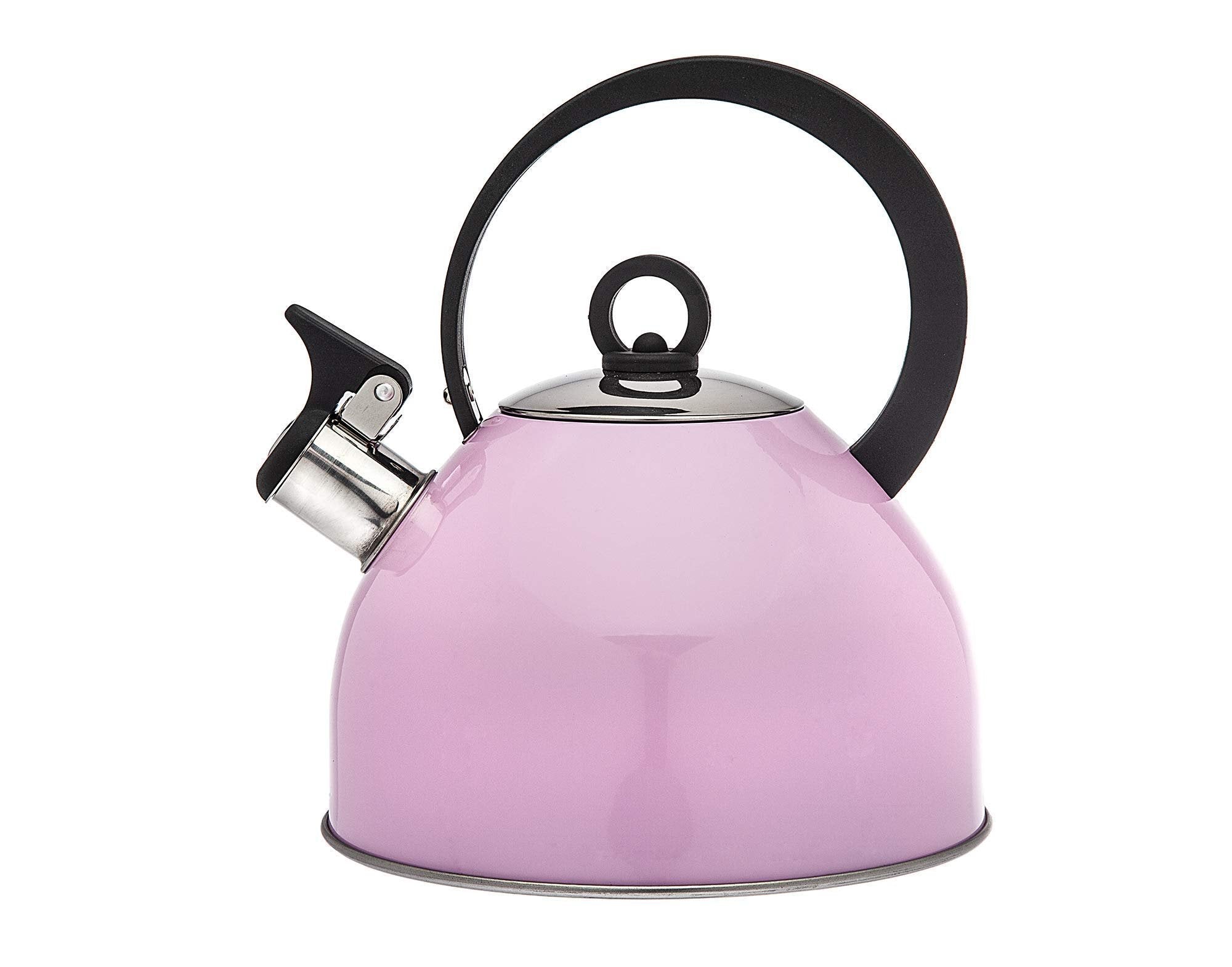 Godinger Studio Hot Water Tea Kettle, Stainless Steel Tea Pot with Whistle - 2.5L, Pink