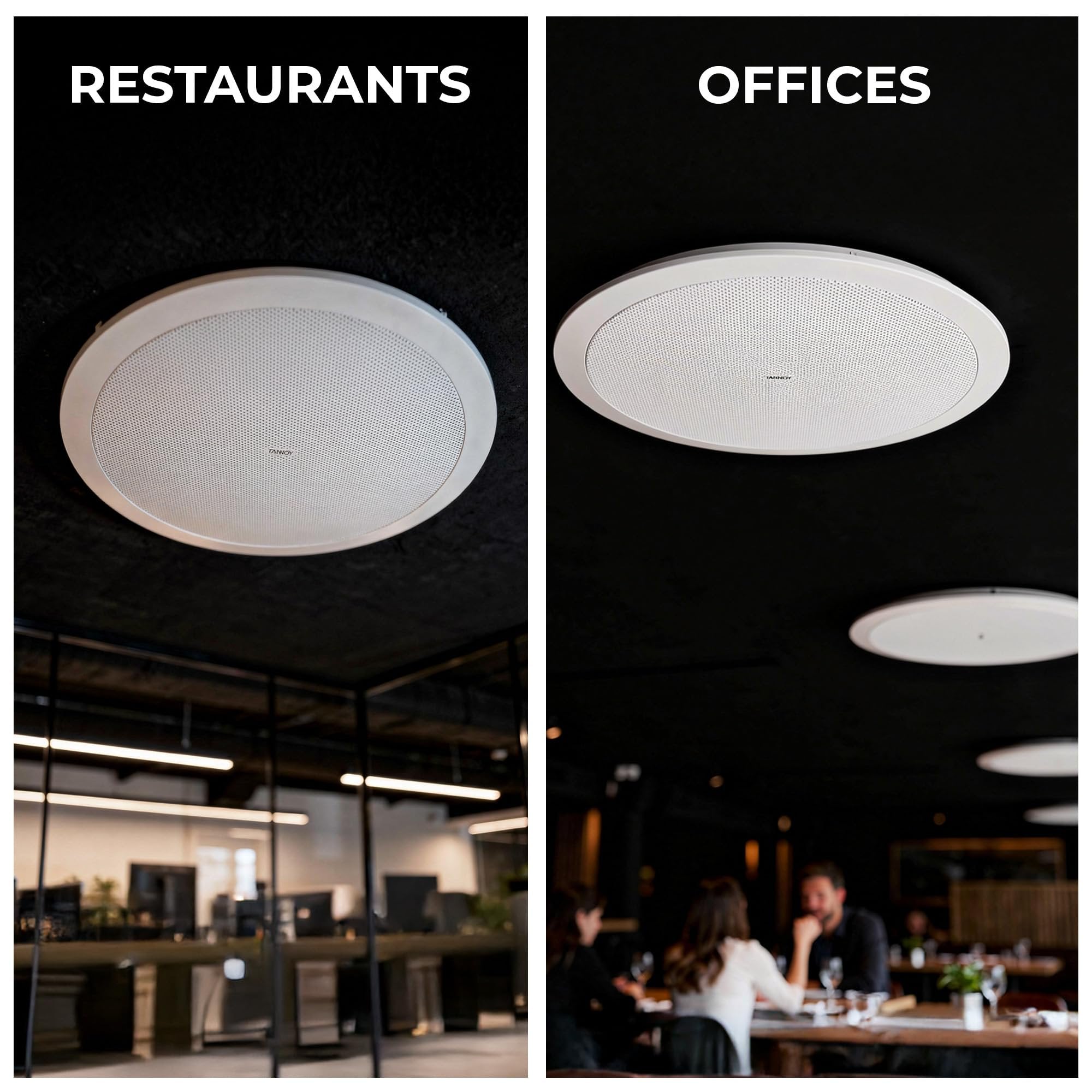 DEEJAY LED 8-Inch Coaxial Ceiling Speakers, in-Ceiling Full Range Loudspeakers Pair, 90W RMS / 360W Peak, 70V/100V or 8 Ohm, Ceiling Mount Speakers for Commercial Installations, Offices, Restaurants