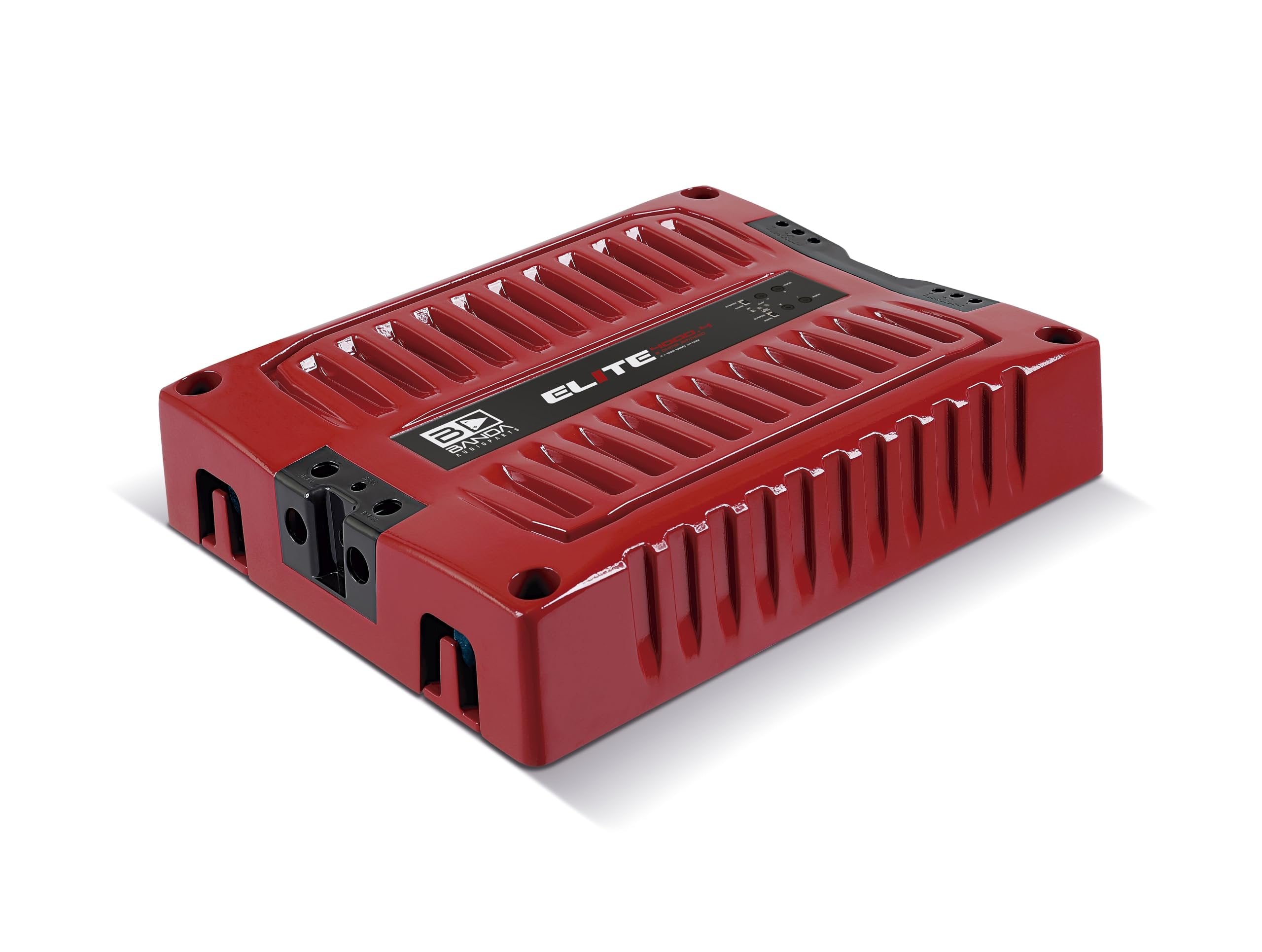 BANDA Audioparts ELITE4000.41OHMRED 4-Channel 1000 Watts Max @ 1 Ohm Vehicle Bass Car Audio Amplifier with Subsonic Filter & Low Pass Filter Stable LED Indicators, Red - 4000.41OHMRED