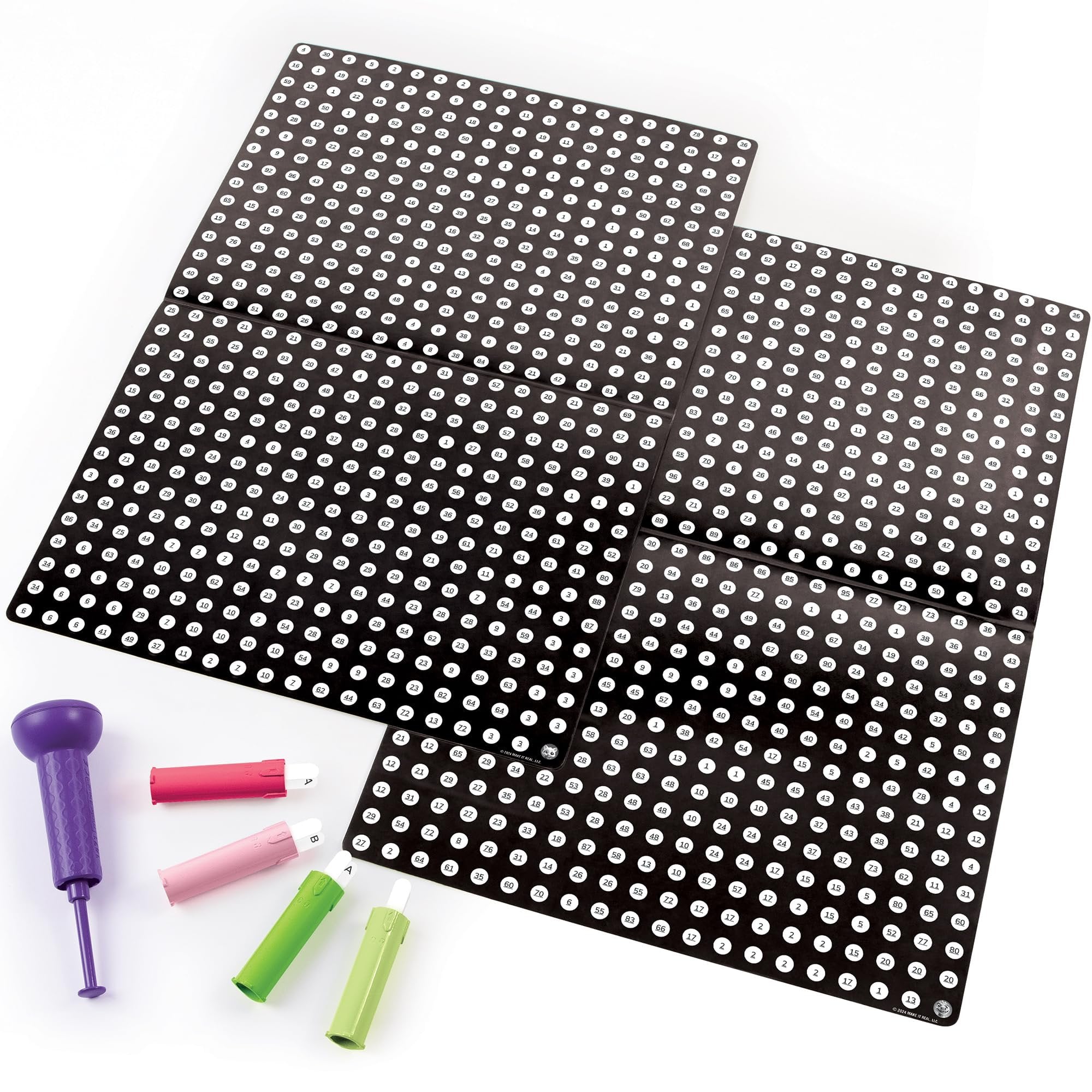 Make It Real: Stamp to Reveal: 2 Characters - Cool Cat & Smily Dino - DIY 2 Dot Posters, 11 x 16.5, Craft Kit, Artwork Activity, Girls & Kids Ages 6+