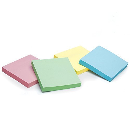 Redi-Tag Self-Stick Notes, Pastel Reminders, 12 Pack of Adhesive Notes, Self-Stick Pads, 3" x 3" Message Notes, Assorted Pastel Colors (B23715)