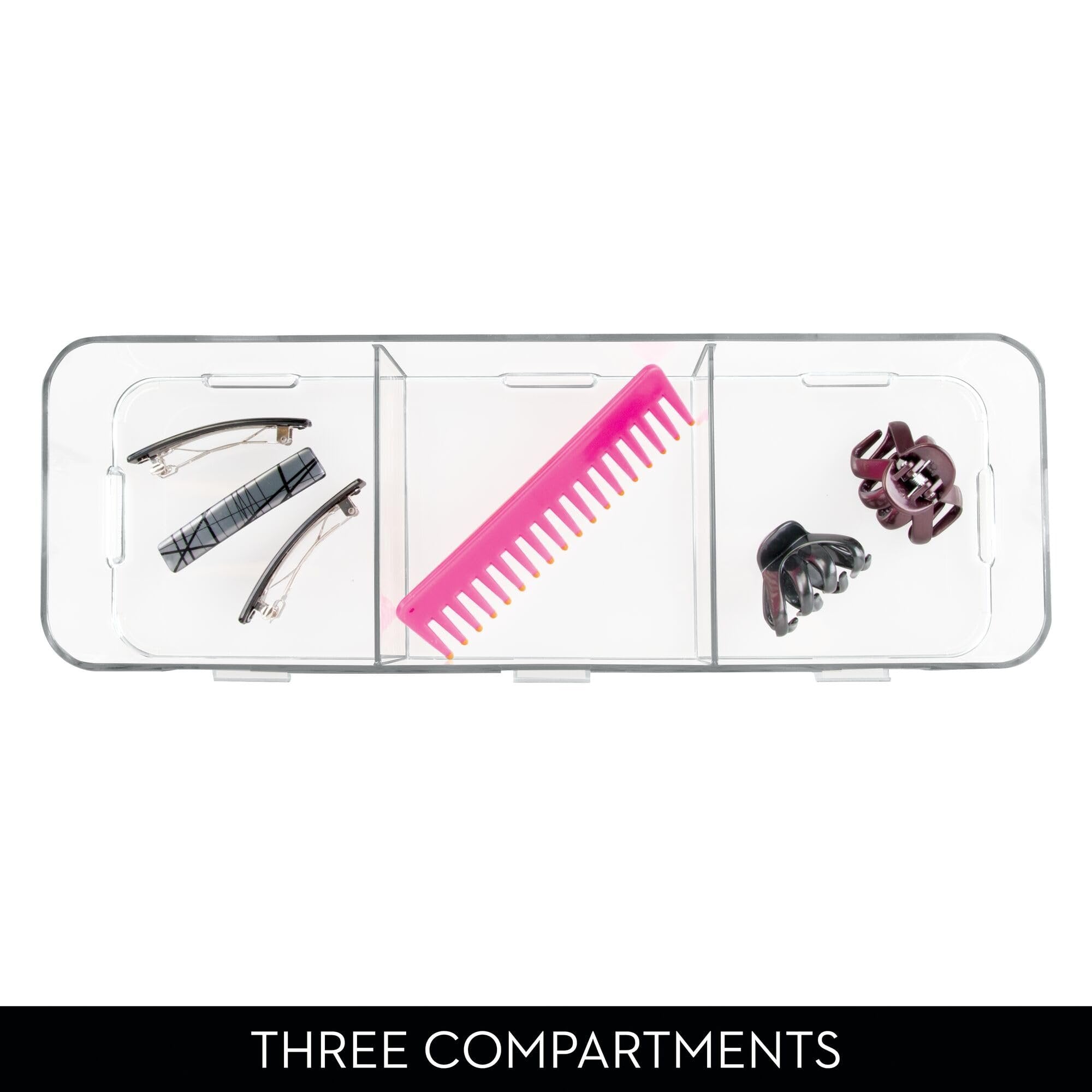 iDesign Clarity Interlocking Drawer Organizer 4" x 12" x 3" - Divided