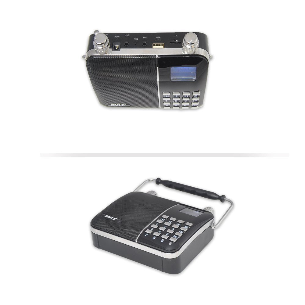 Portable Radio PA Speaker System - Waist-Band Portable Karaoke Machine with Headset Microphone, Rechargeable Battery, USB/SD Card Reader, Voice Recorder, LCD Sing-Along Lyrics Display - Pyle PWMA68