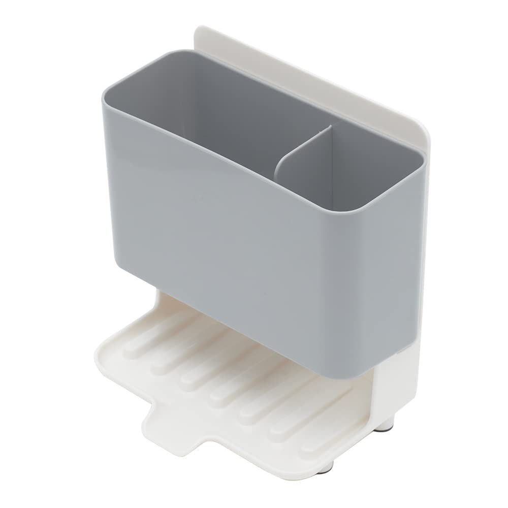 Home Basics Deluxe Kitchen Sink Organizer Sponge Holder, Grey