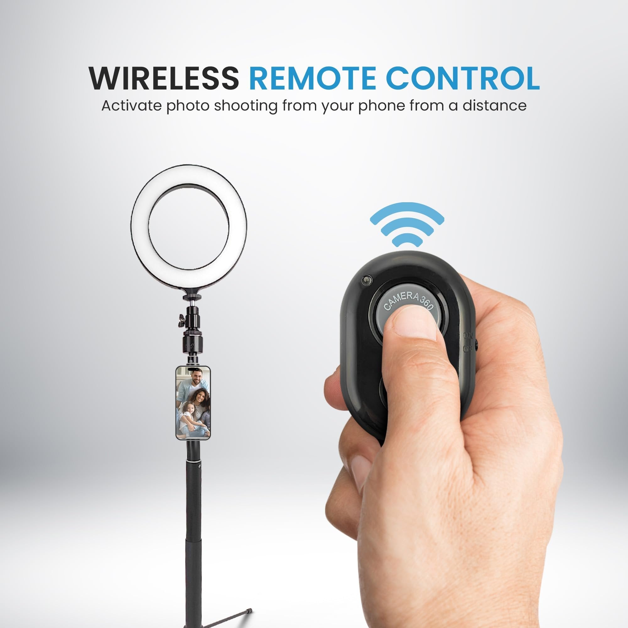 iDance LED Ring Light with Cell Phone Holder, 6", USB Powered with Bluetooth Remote Control and Foldable Adjustable Tripod Stand, Selfie, Makeup Ring Light