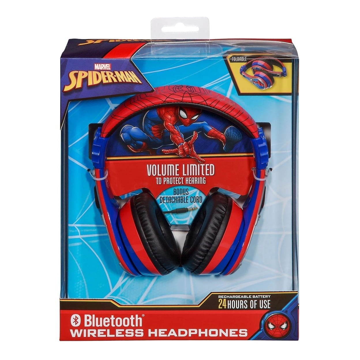 Spiderman Kids Volume Limiting Bluetooth Headphones with Microphone