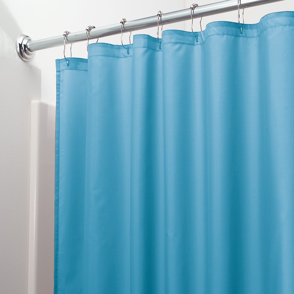 iDesign Fabric Shower Curtain, Water-Repellent and Mold- and Mildew-Resistant Liner for Master, Guest, Kid's, College Dorm Bathroom, 72" x 72" - Azure Blue