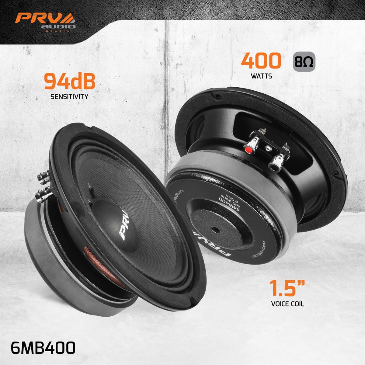 PRV AUDIO 6.5 Inch Midbass Speaker 6MB400 8 Ohm 400 Watts High Performance PRO Audio Loudspeaker High Output Sound (Single)