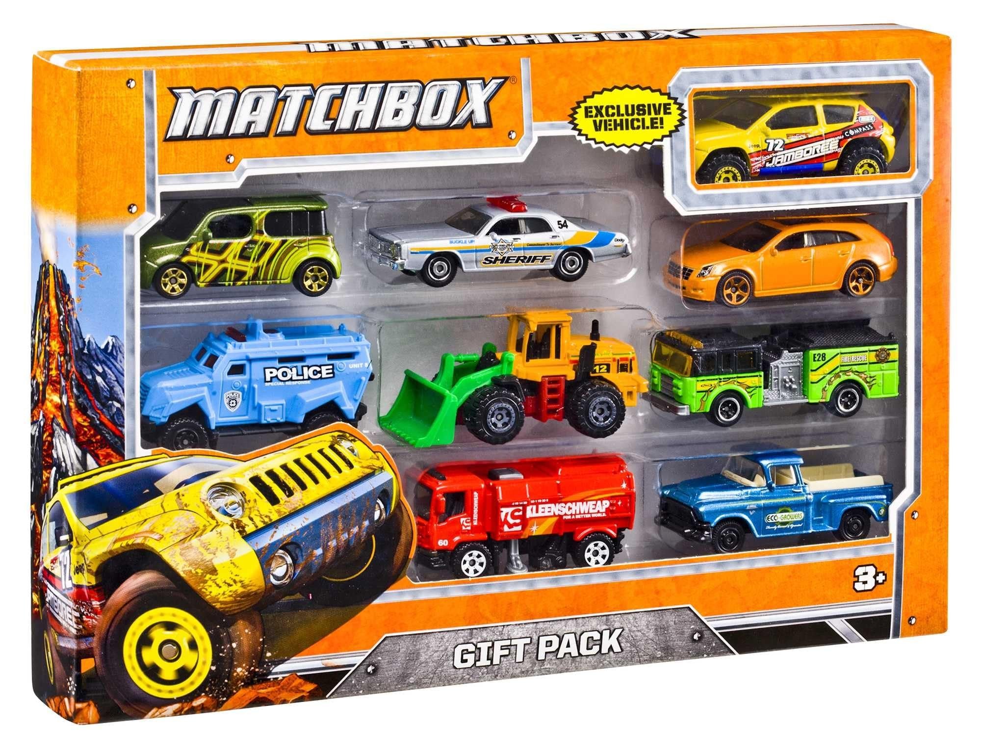 Matchbox Cars, 9-Pack Die-Cast 1:64 Scale Toy Cars, Construction or Garbage Trucks, Rescue Vehicles or Planes (Styles May Vary).
