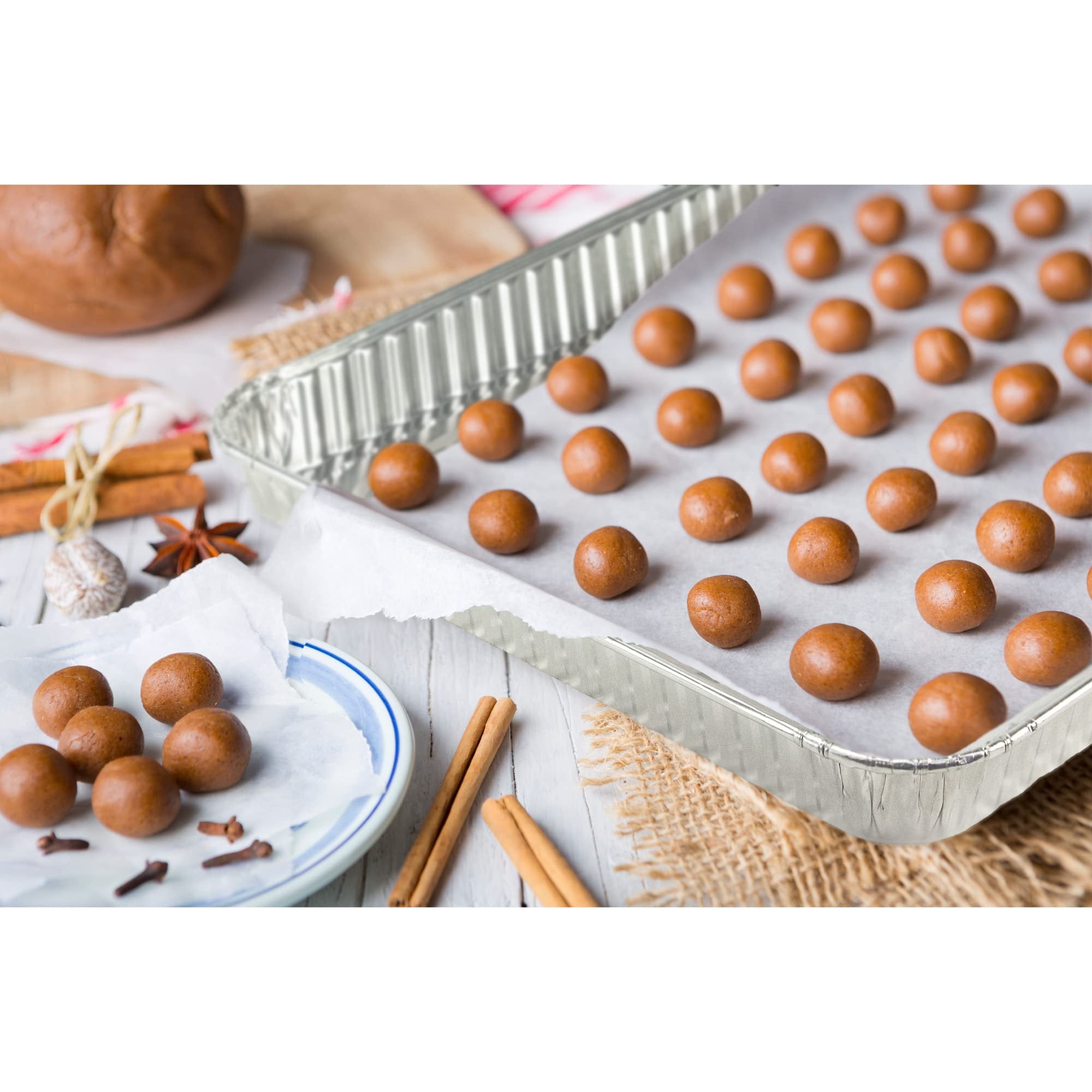 Aluminum Pans Half Size Cookie Sheet 15 Count Durable Nonstick Baking Sheets 17.75" x 12.75" - Sheet Pan, Baking Tray, Cookie Sheets, Foil pans, Foil trays, Sheet Baking Pans