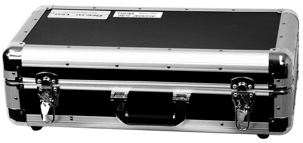 DEEJAYLED Professional Light Cd Case 4 Row Holds Up To 100 Jewel Cases And Up To 200 Plastic Sleeves Well Riveted Heavy Duty Double Edge Tongue And Groove Impact Resistant Aluminum Frame TBHECD4BK