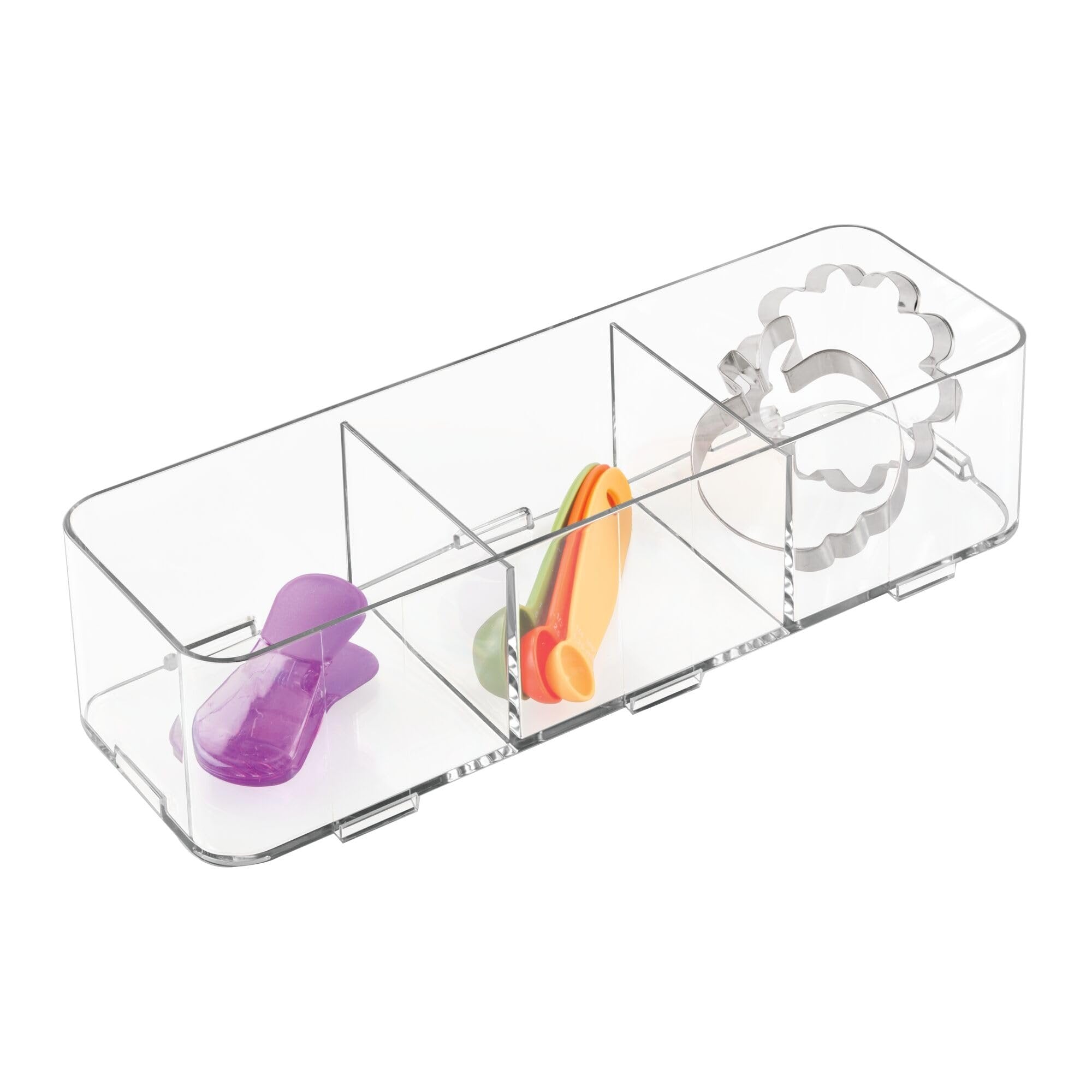 iDesign Clarity Interlocking Drawer Organizer 4" x 12" x 3" - Divided
