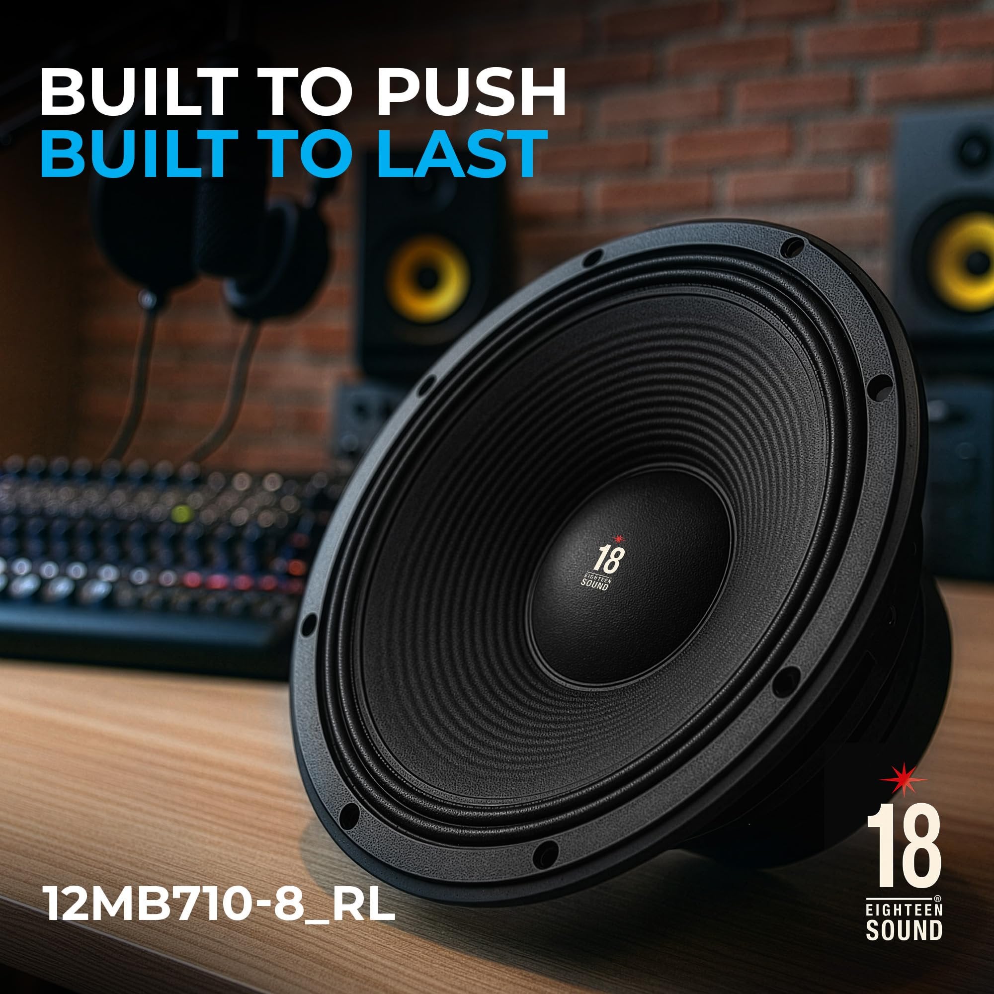 18 Sound 12 Inch Midrange Speaker, High Sensitivity 100dB 8 Ohm Woofer, 500W Power, 3" ISV Voice Coil, Audio Midbass Woofer for Touring & Concert Sound, Weather Treated Cone, Low Distortion Driver