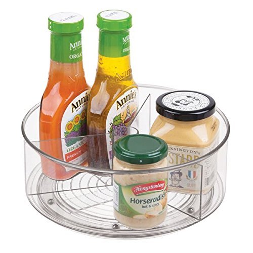 iDesign Linus Divided Lazy Susan Turntable Kitchen Organizer for Pantry, Cabinet, Countertops-9", Tall, Clear, 22.86 x 0.254 x 8.59 cm
