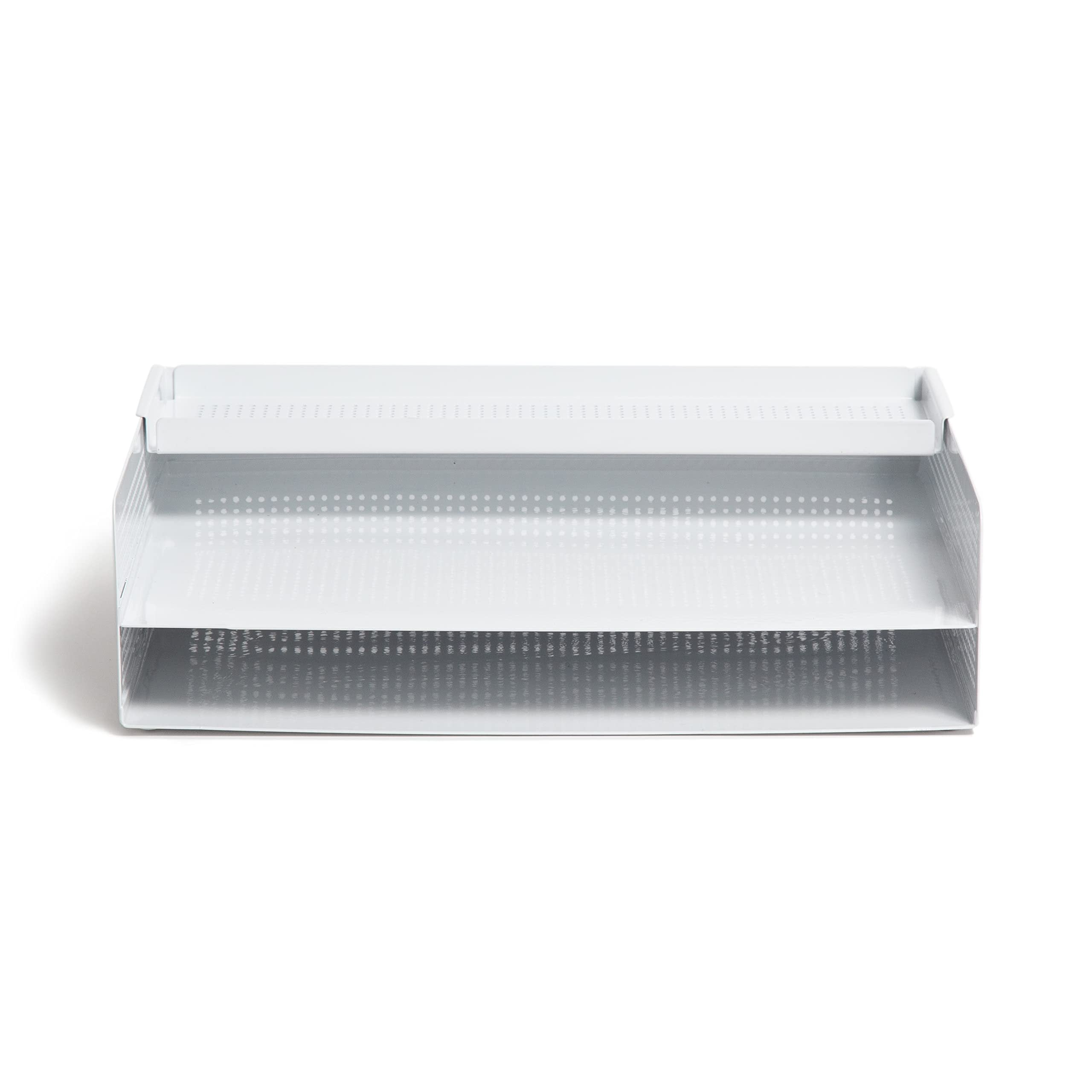 U Brands Modern Perforated Paper Tray, Office Supplies, Metal, White, 1 Count