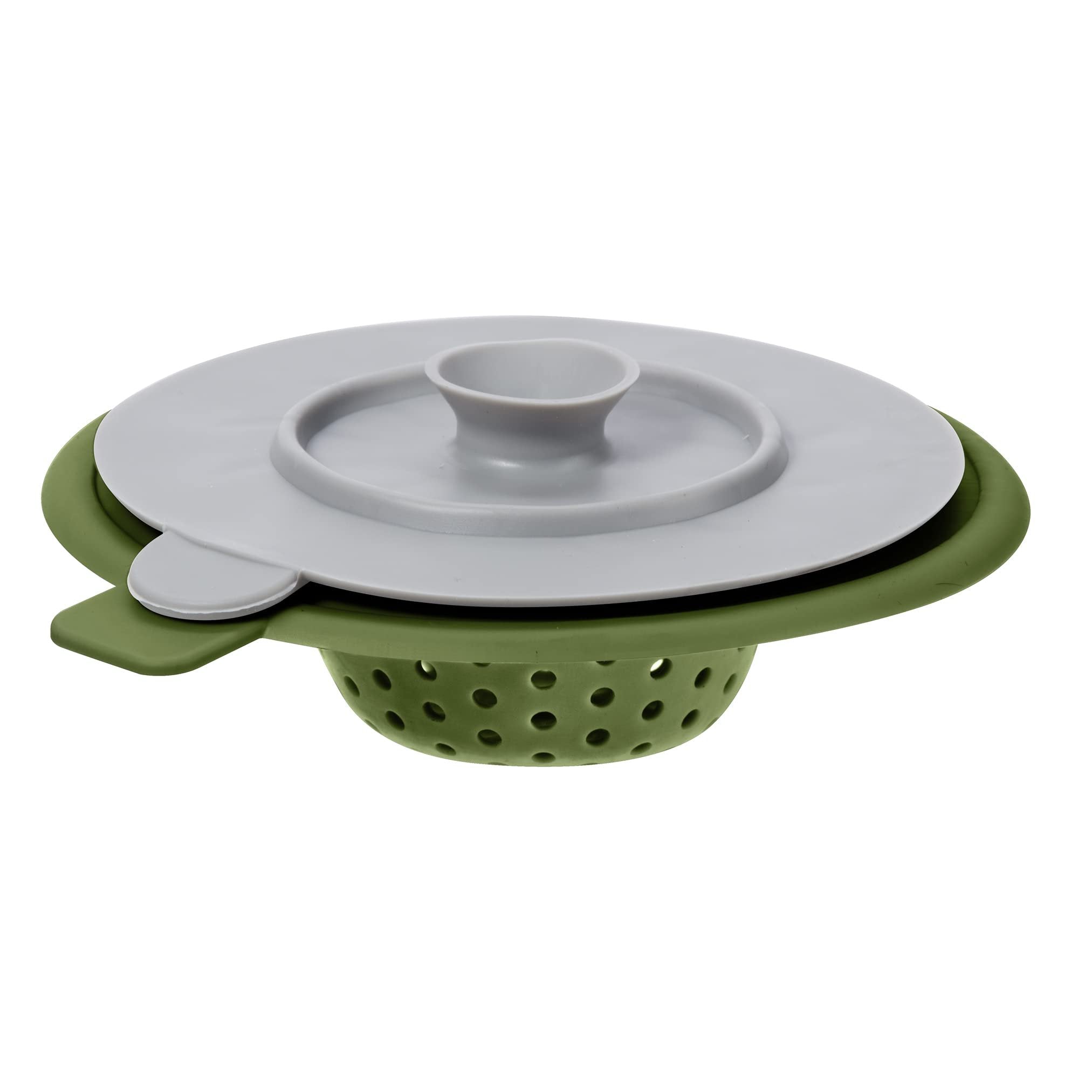 OGGI Silicone Sink Strainer & Stopper Set- Great Kitchen Sink Strainer, Silicone Drain Stopper, Sink Drain Strainer, Sink Plug 4.6˝ Diameter Rim, Green