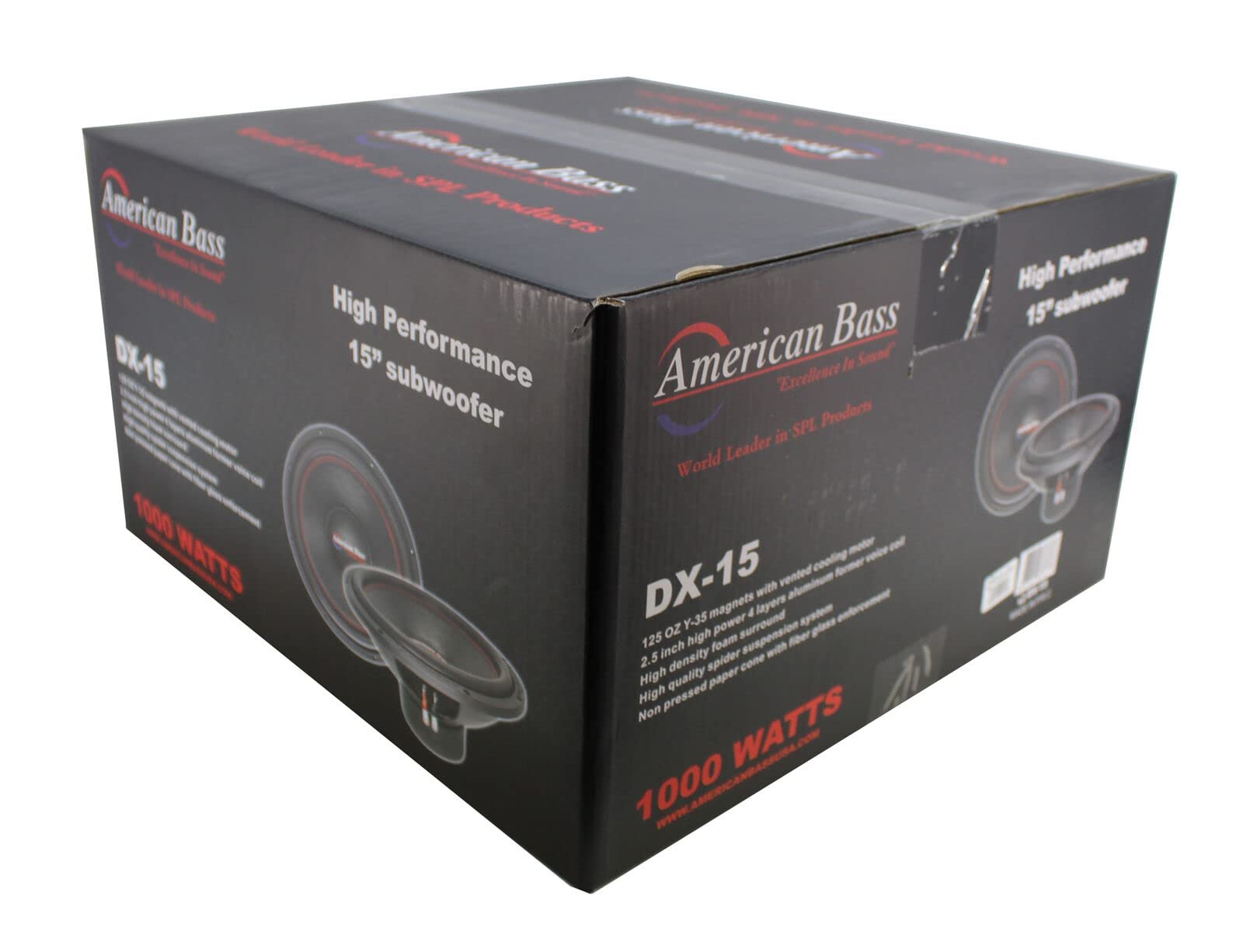 American Bass DX 15 Inch Subwoofer 500 Watt RMS with 4 Ohm Impedance, 125 oz Magnets, 2.5-inch Voice Coils, Pack of 1