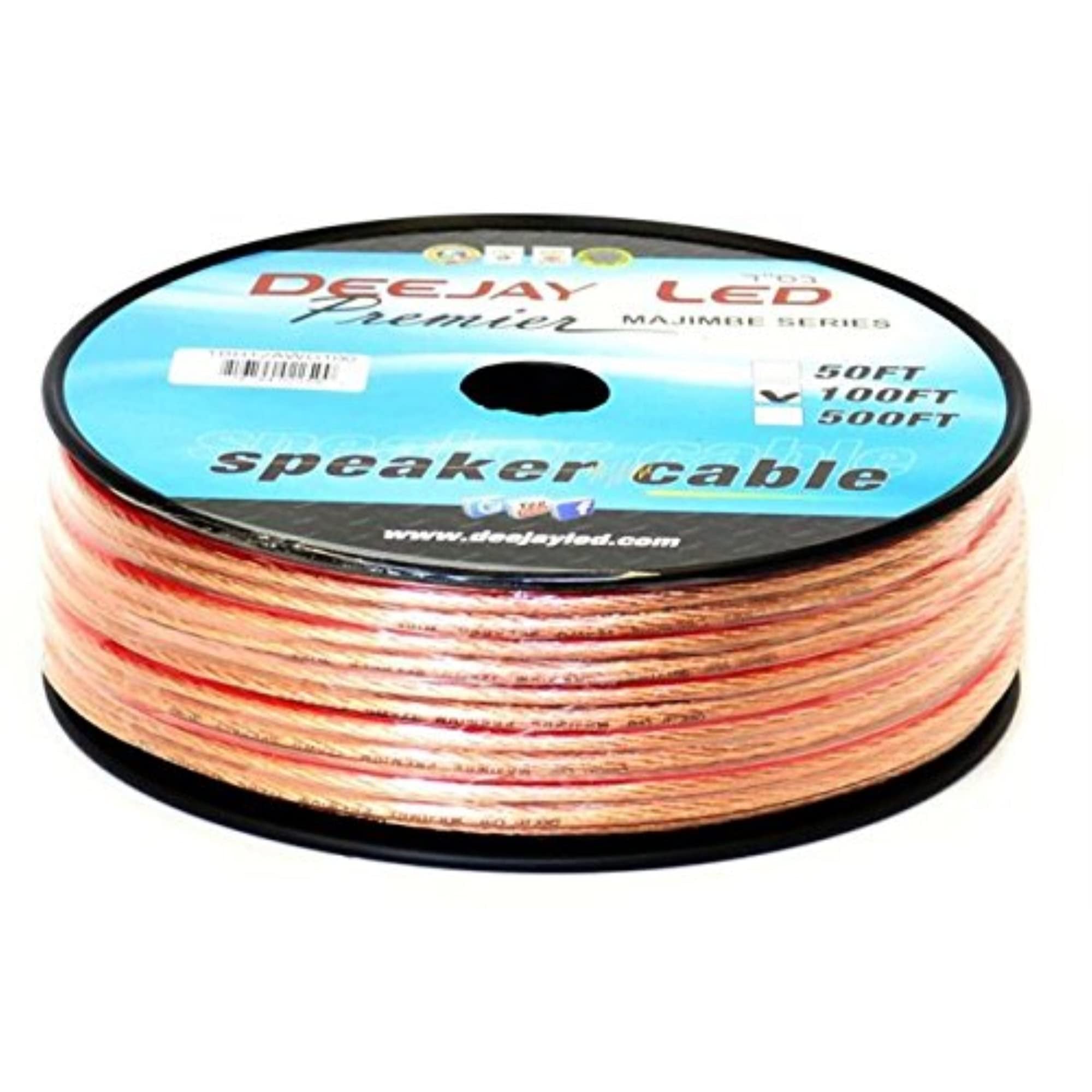 DEEJAY LED 100-Foot 2-Conductor 12 Gauge Stranded Thick Speaker Hookup Cable-TBH12AWG100, Stereo Audio, Black (TBH12AWG100)