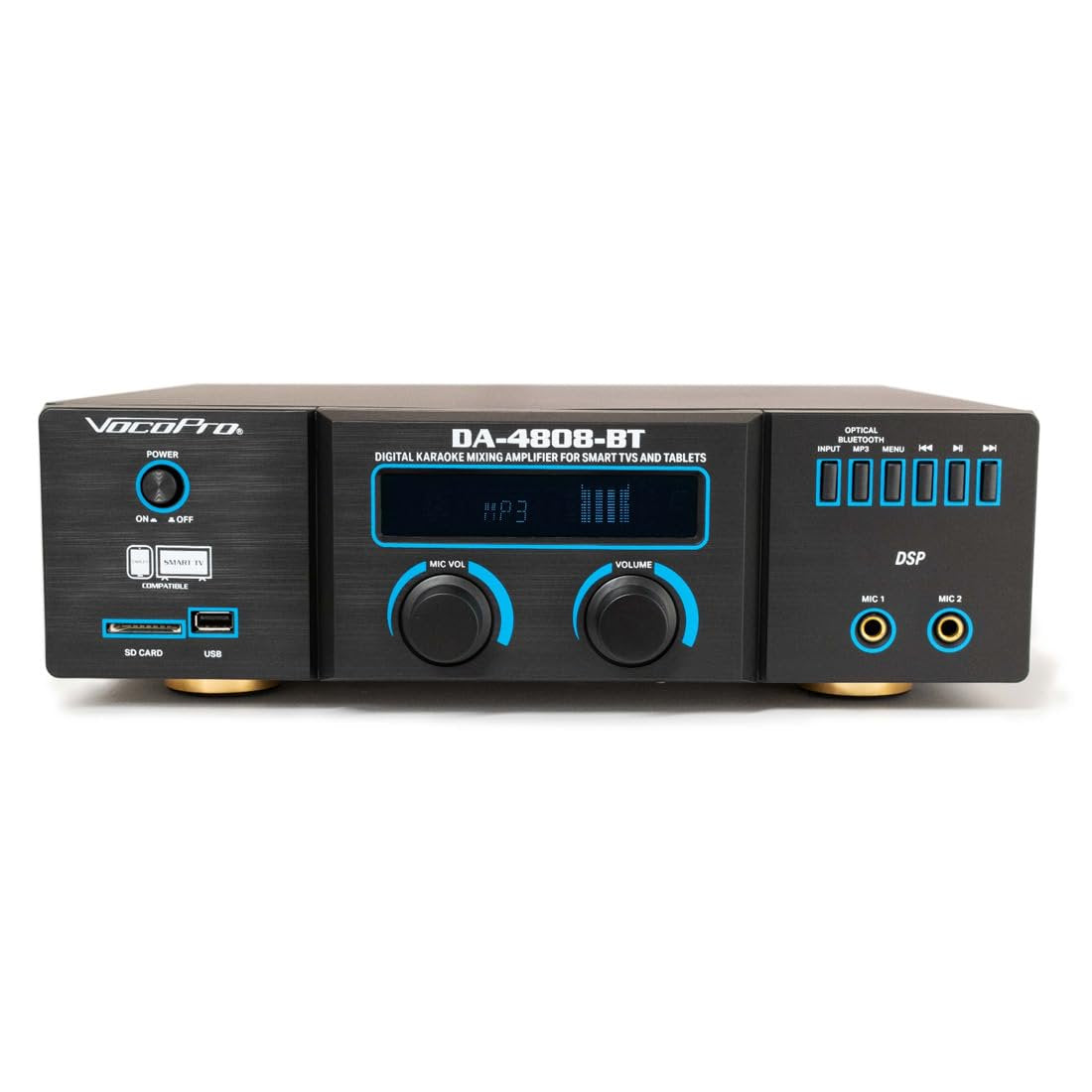 Pro Karaoke Package with Amplifier, Speakers, Dual Infrared Wireless Microphones, and TV Monitor Stand for Commercial or Home Karaoke Rooms