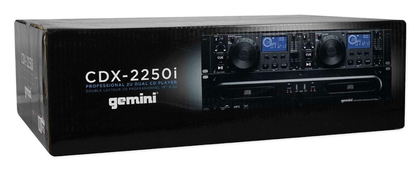 Gemini Sound CDX-2250i Dual Rack Mountable Professional Audio Pitch Control DJ Equipment Multimedia CD Media Player with Audio CD, CD-R, and MP3 Compatible with USB Input