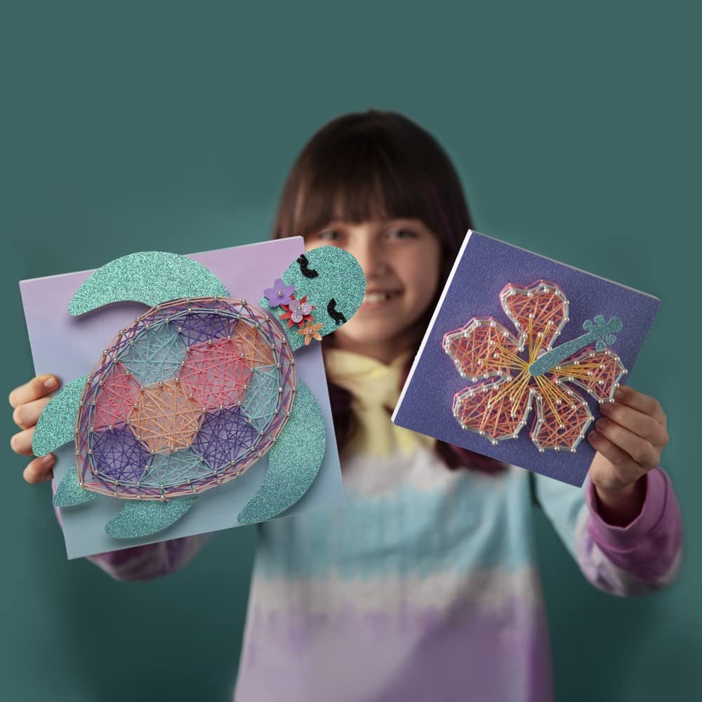 Craft-tastic — String Art Sea Turtle for 2 Fun Craft Projects — Sea Turtle and Hibiscus Flower — Ages 10+