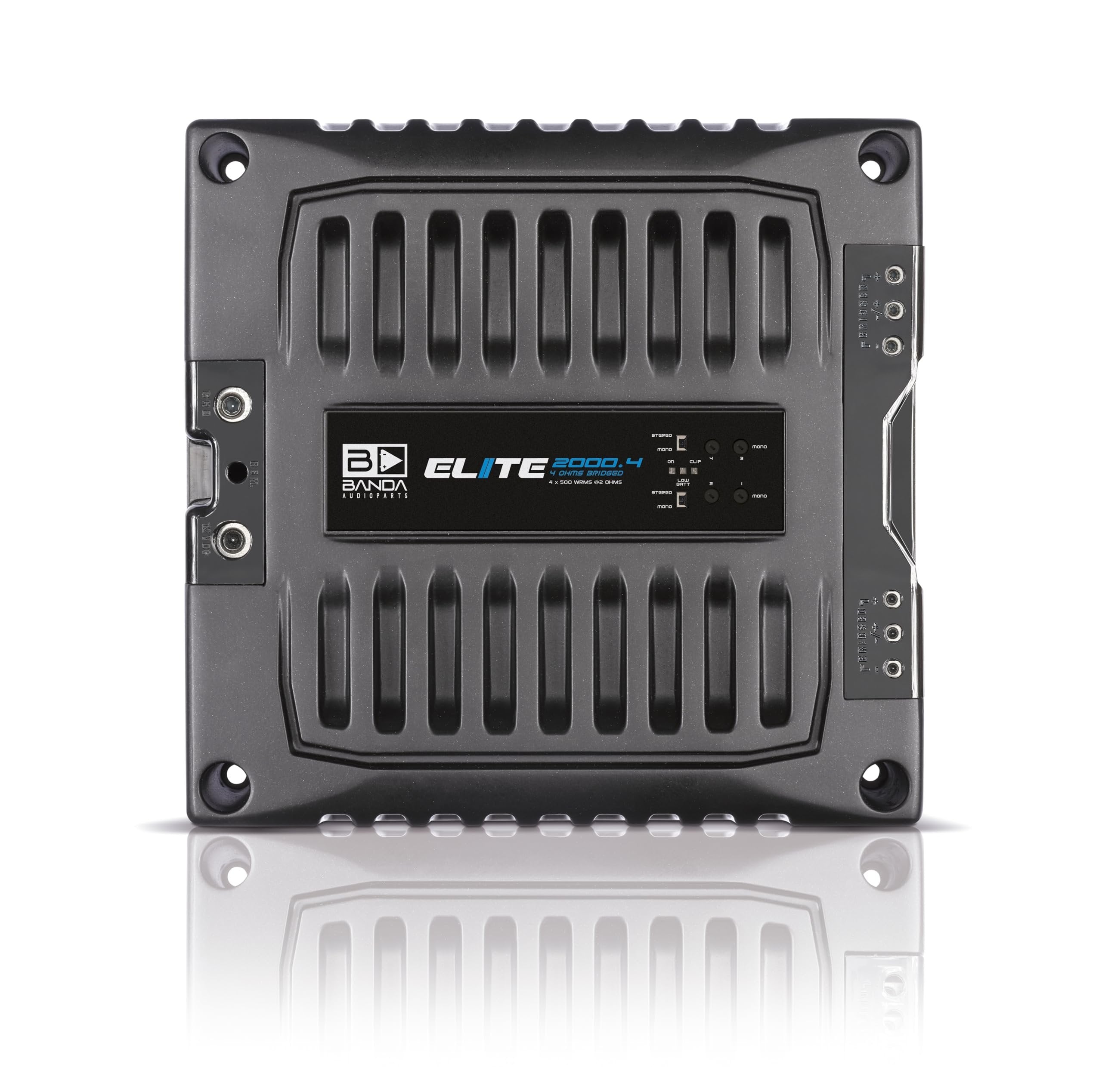 BANDA Audioparts ELITE4000.41OHM 4-Channel 1000 Watts Max @ 1 Ohm Car Audio Amplifier with Highpass Filter and Low Pass Filter, Black - 4000.41OHM