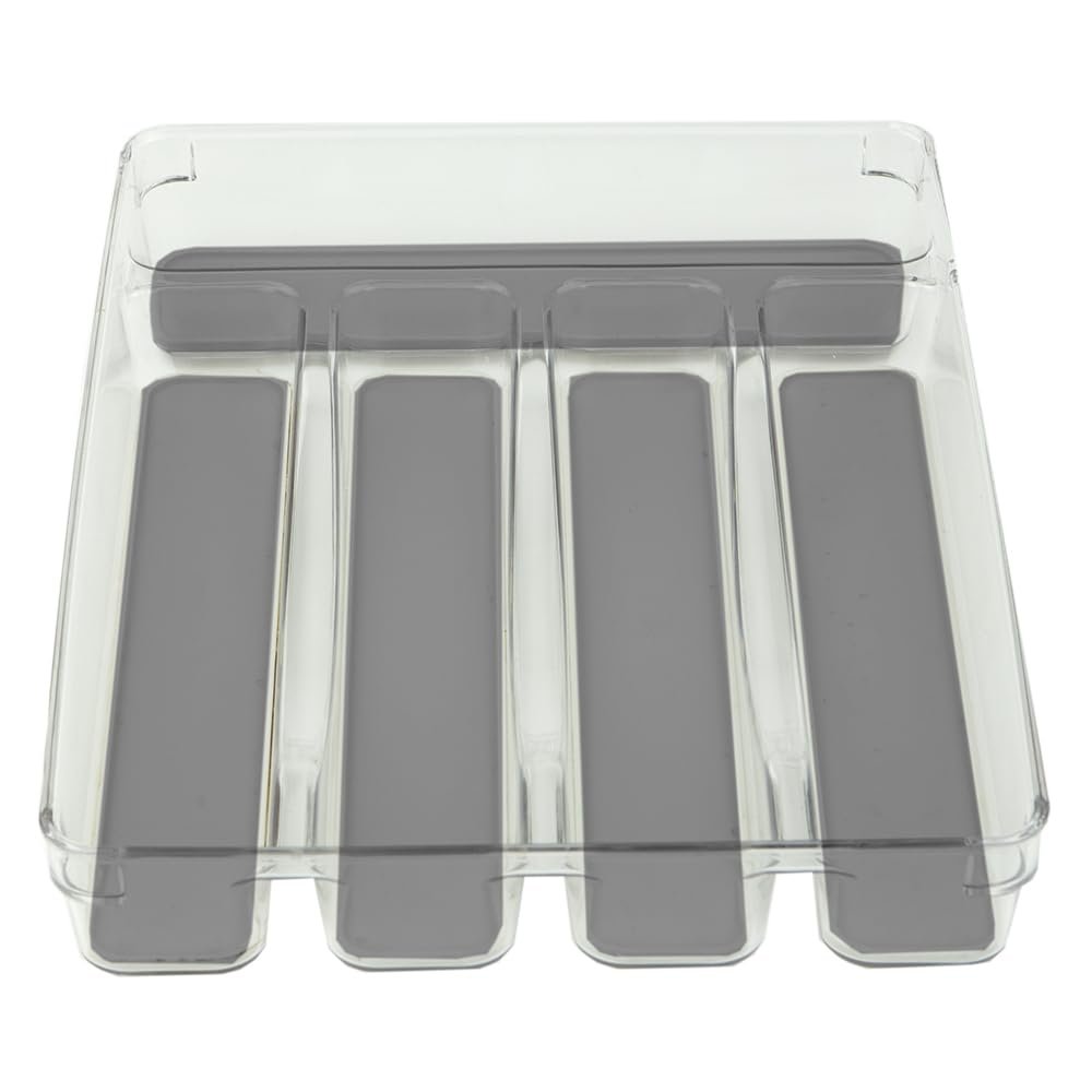 Home Basics 9" x 12" Plastic Rubber Liner Drawer Organizer, One Size, Clear